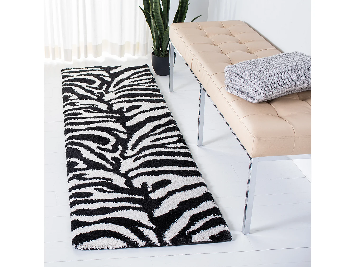 Tapis Neutre/Noir 69 X 213 cm - Nottington