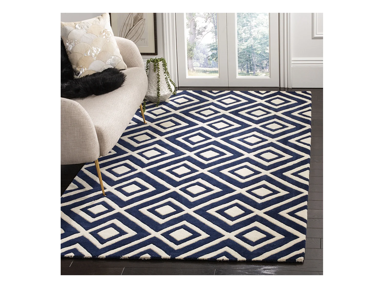 Tapis Bleu Marine/Neutre 152 X 244 cm - Verity