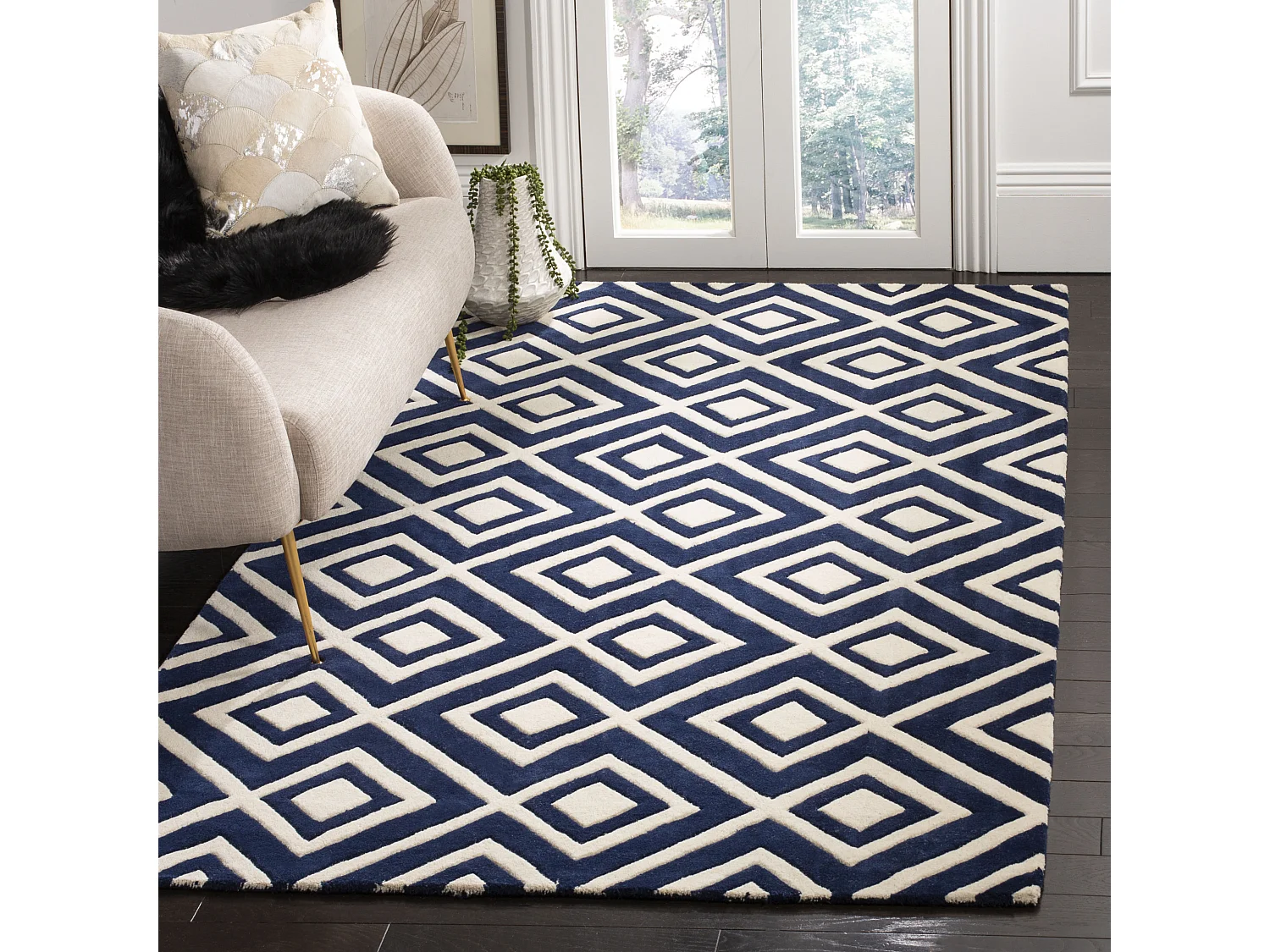 Tapis Bleu Marine/Neutre 152 X 244 cm - Verity