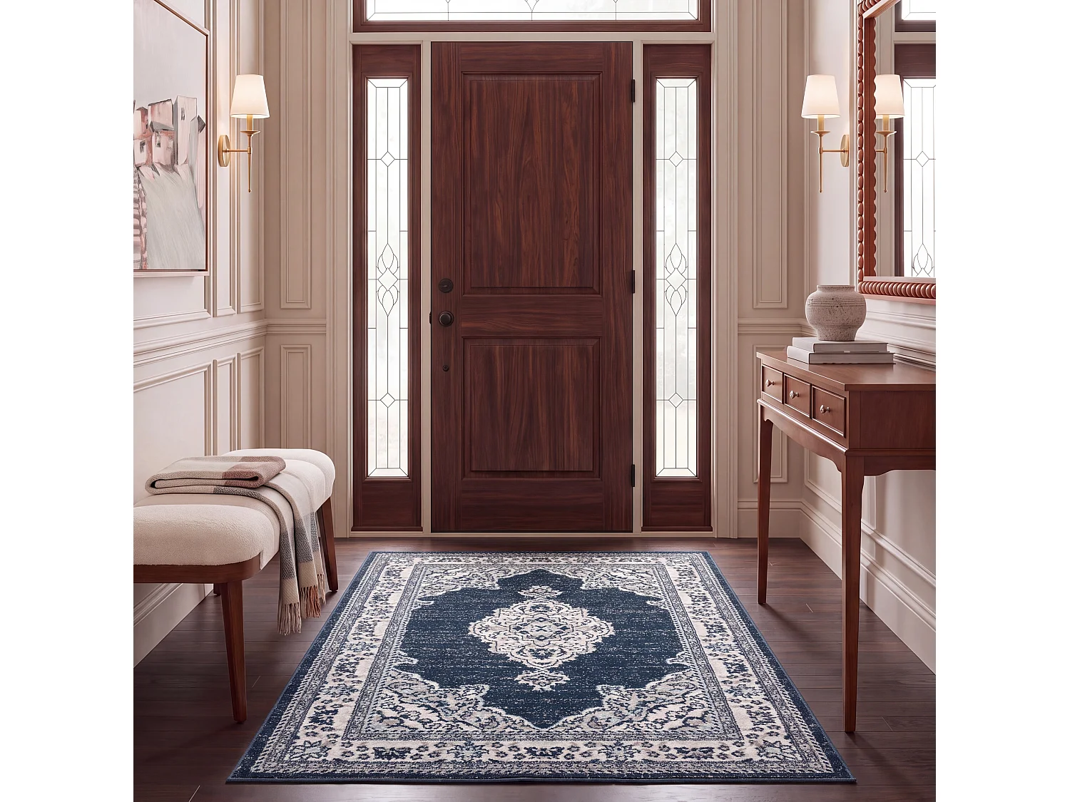 Tapis Neutre/Bleu 91 X 152 cm - Mallory
