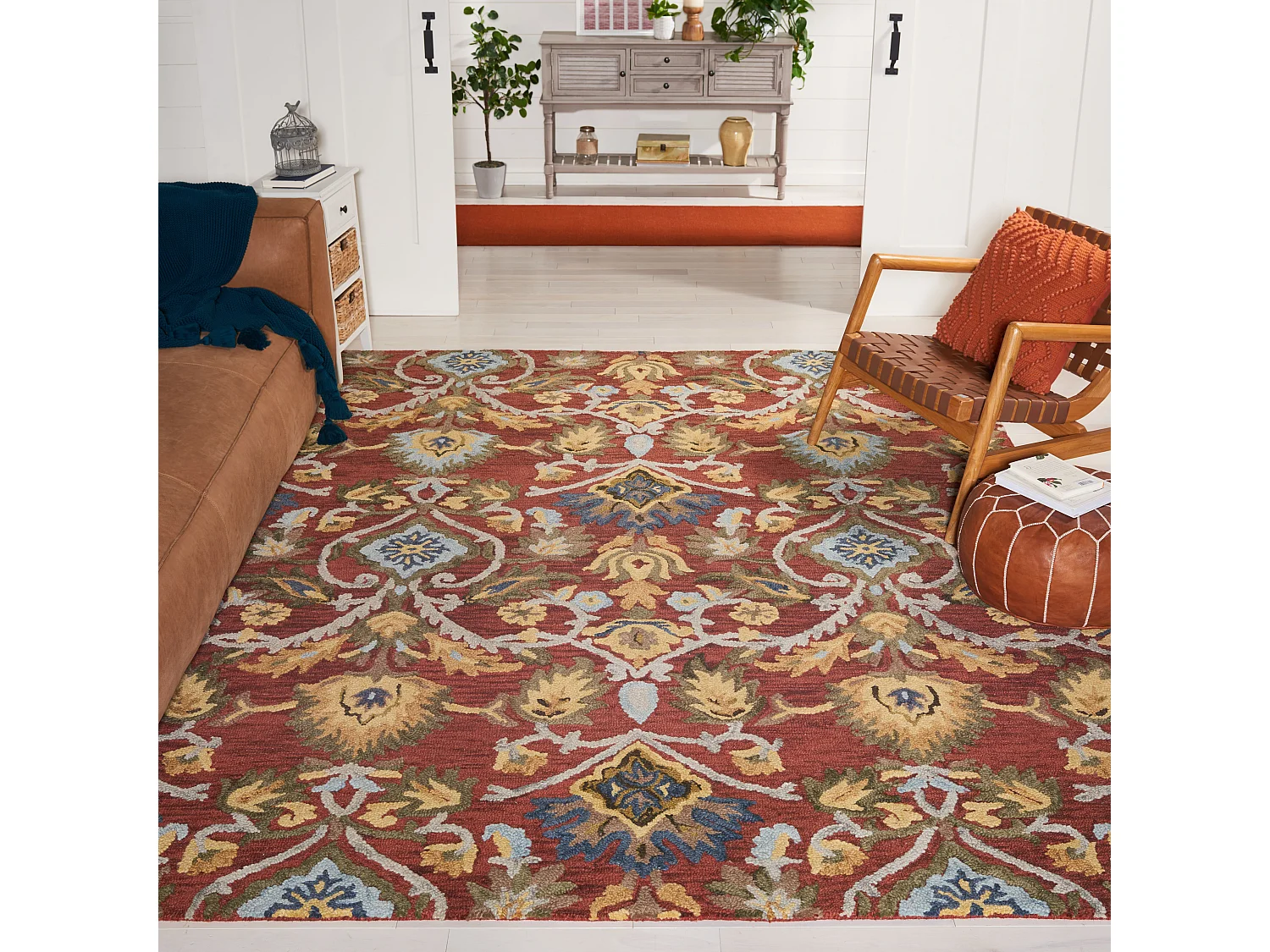 Tapis Rouge/Multicolore 91 X 91 cm - Juni