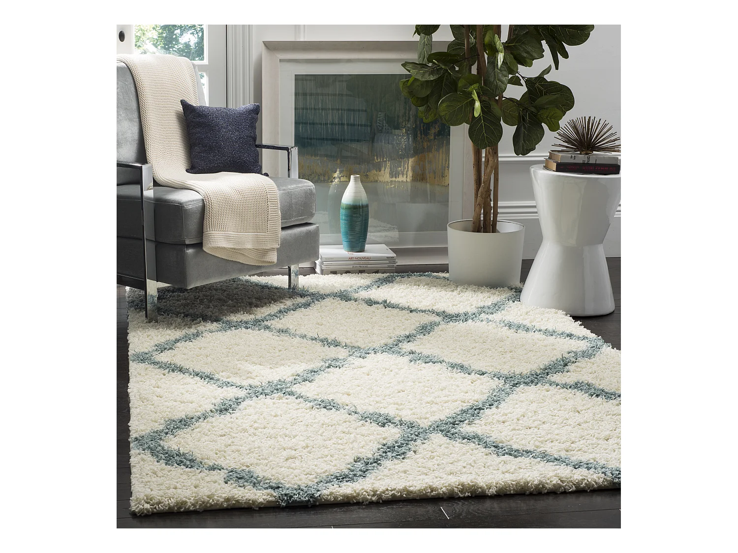 Tapis Neutre/Bleu 155 X 229 cm - Aldo