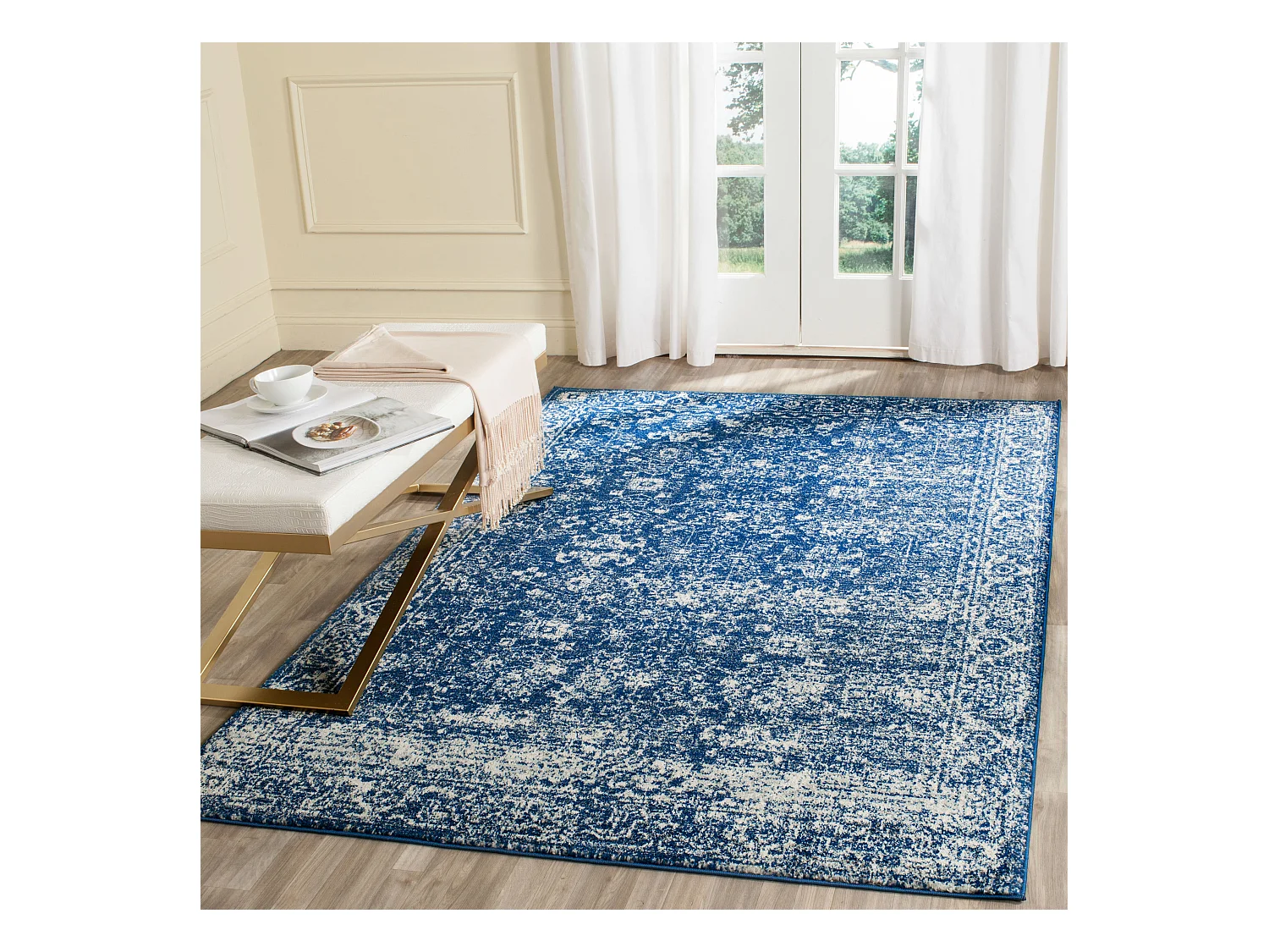 Tapis Bleu Marine/Neutre 122 X 183 cm - Rhea