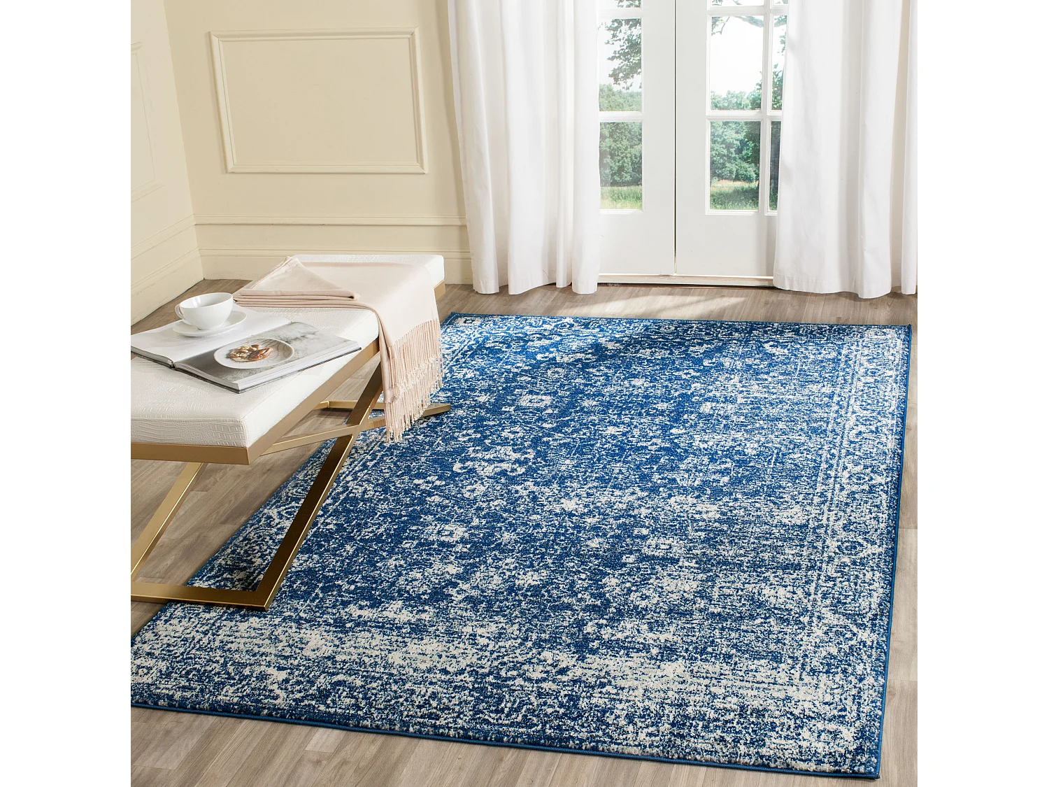 Tapis Bleu Marine/Neutre 122 X 183 cm - Rhea