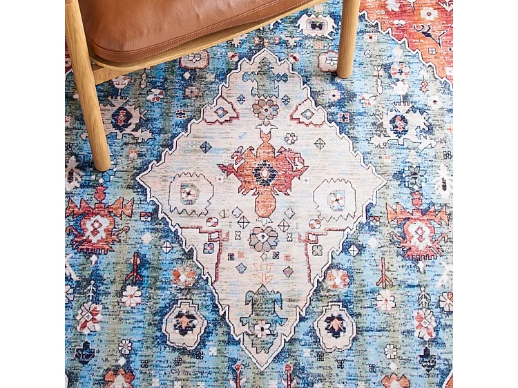 Tapis Beige/Bleu 91 X 152 cm - Fauna