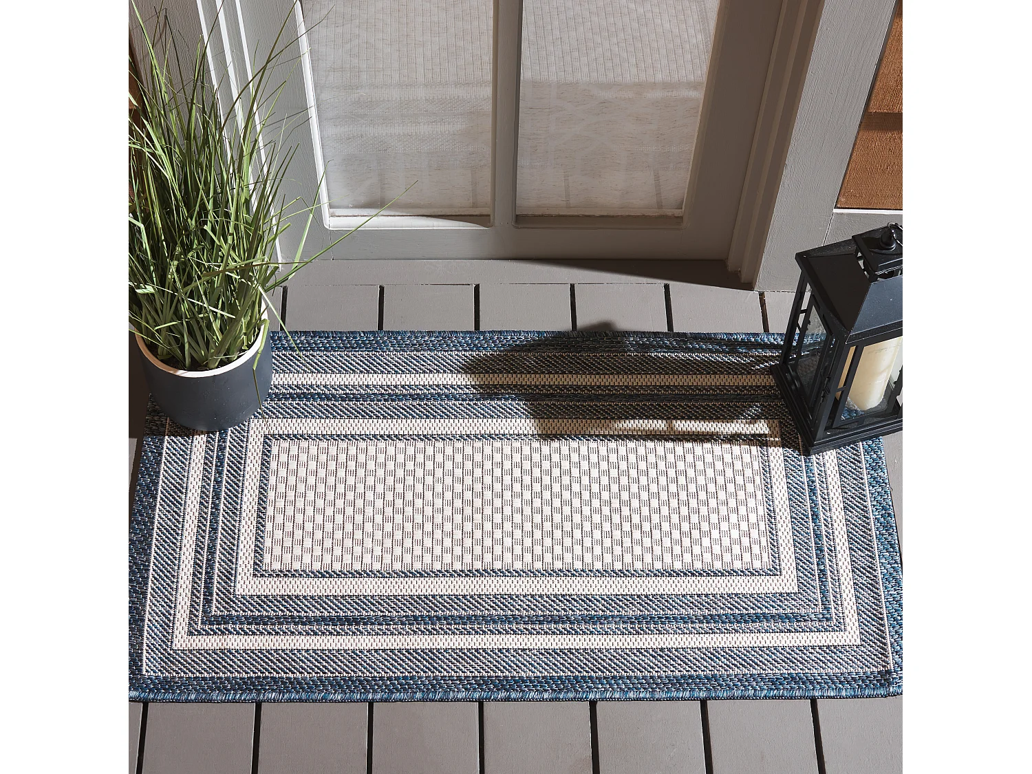 Tapis Ivoire/Marine 69 X 122 cm - Aeliana