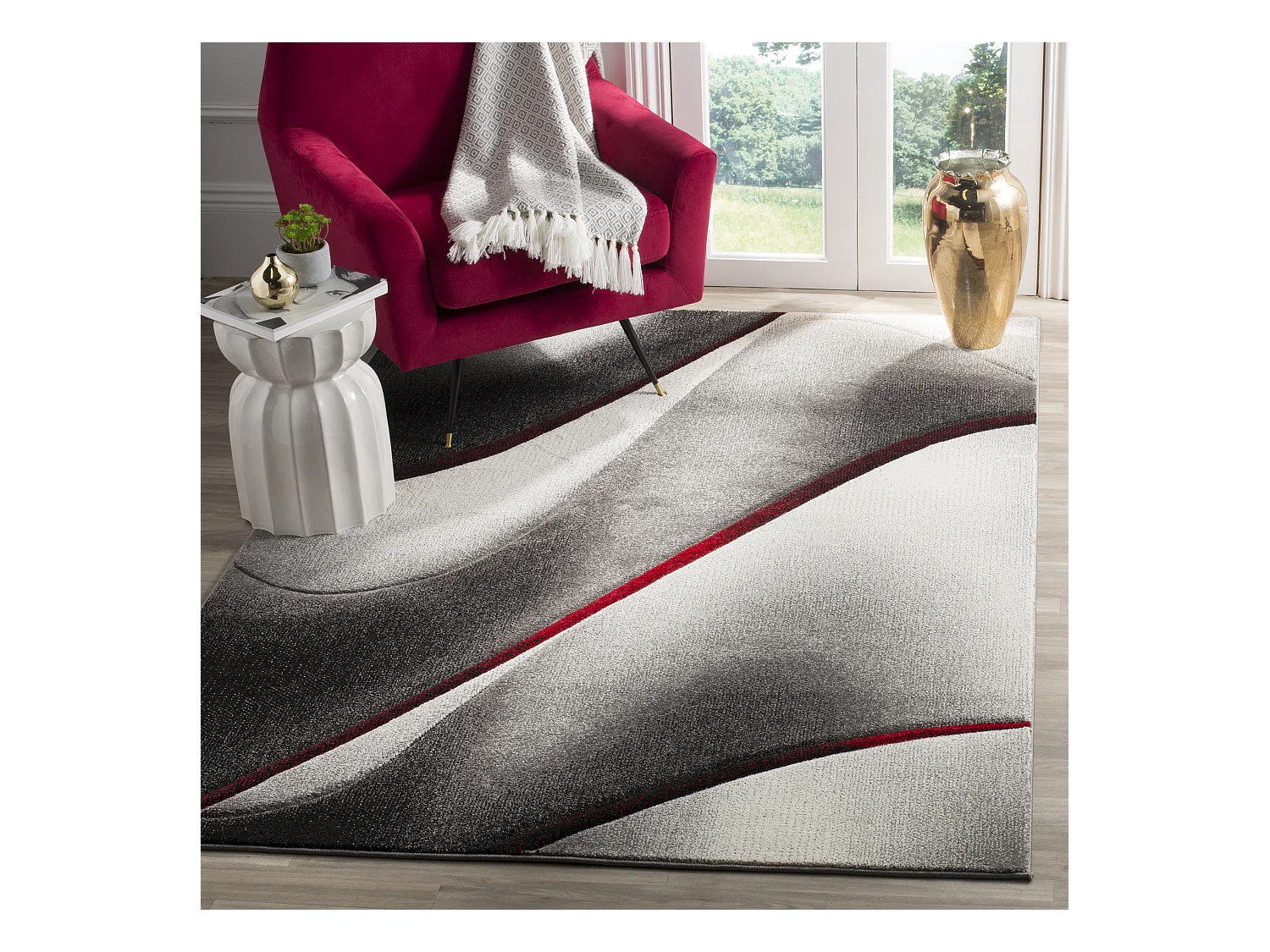 Tapis Gris/Rouge 160 X 229 cm - Eliana
