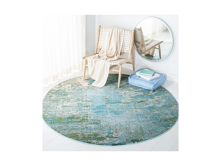 Tapis Bleu clair/Vert 152 X 152 cm - Seren