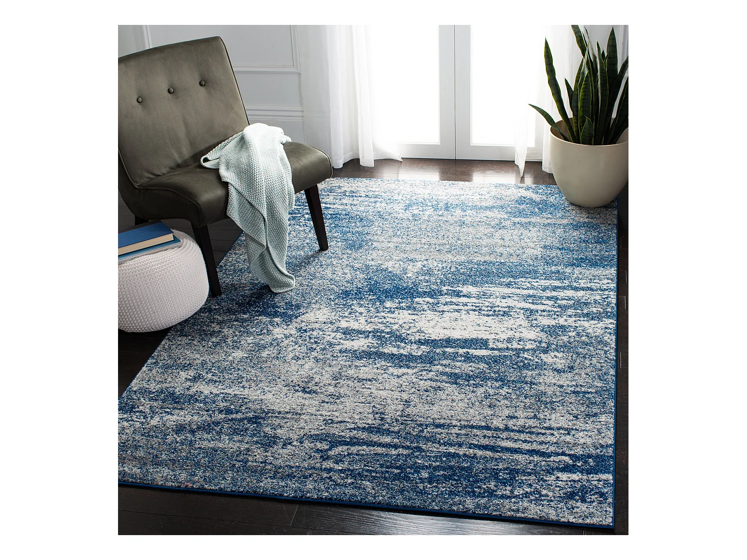 Tapis Bleu Marine/Neutre 155 X 229 cm - Eva