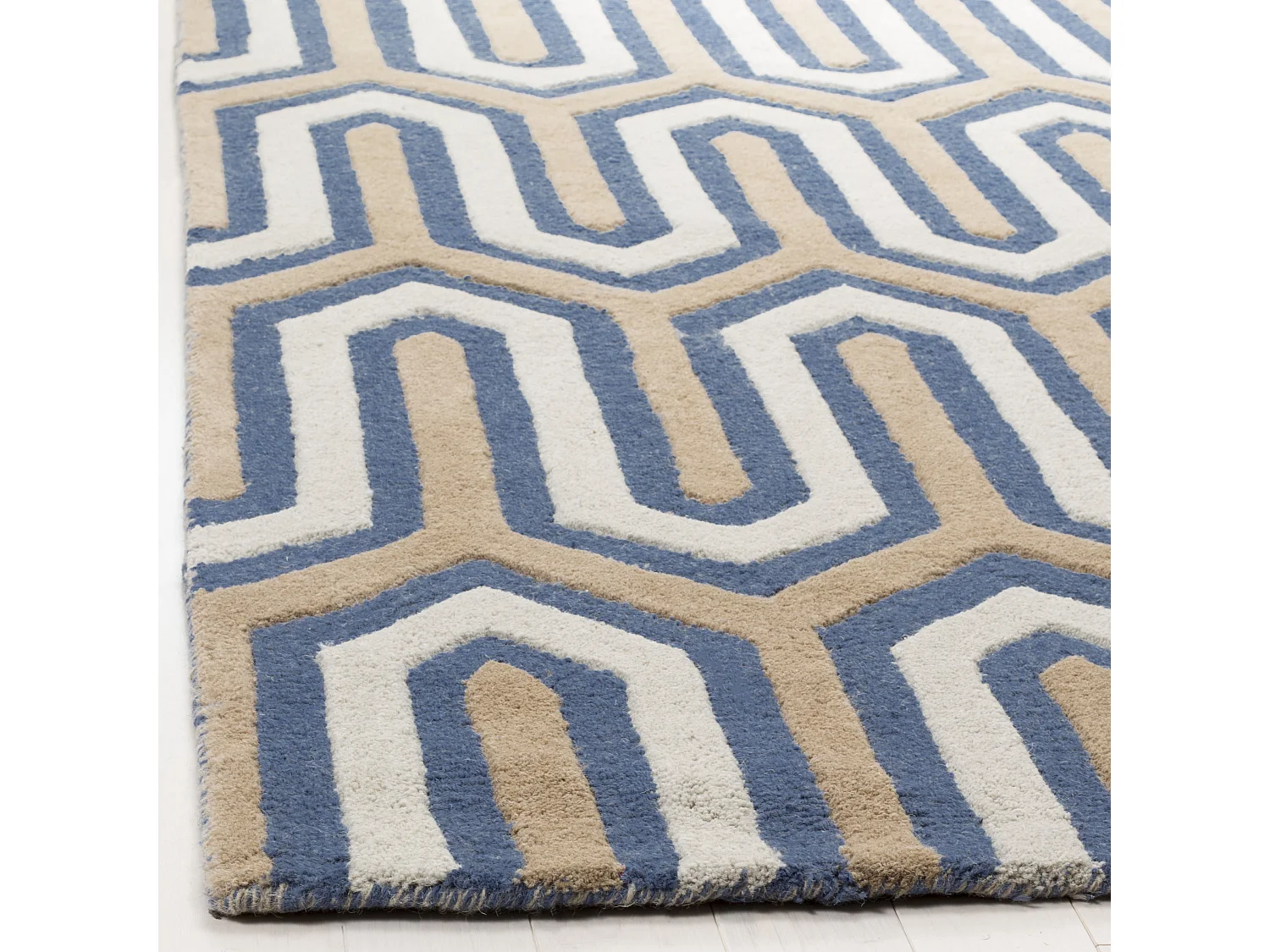 Tapis Bleu Marine/Gris 91 X 152 cm - Leta