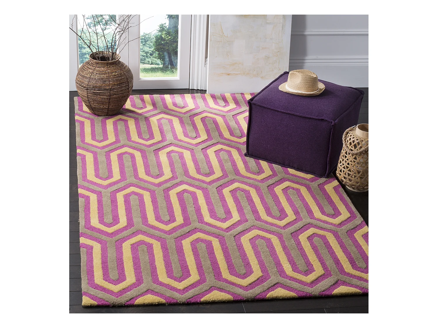 Tapis Rose/Gris 122 X 183 cm - Leta