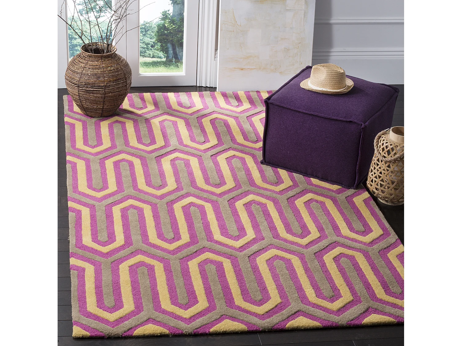 Tapis Rose/Gris 122 X 183 cm - Leta