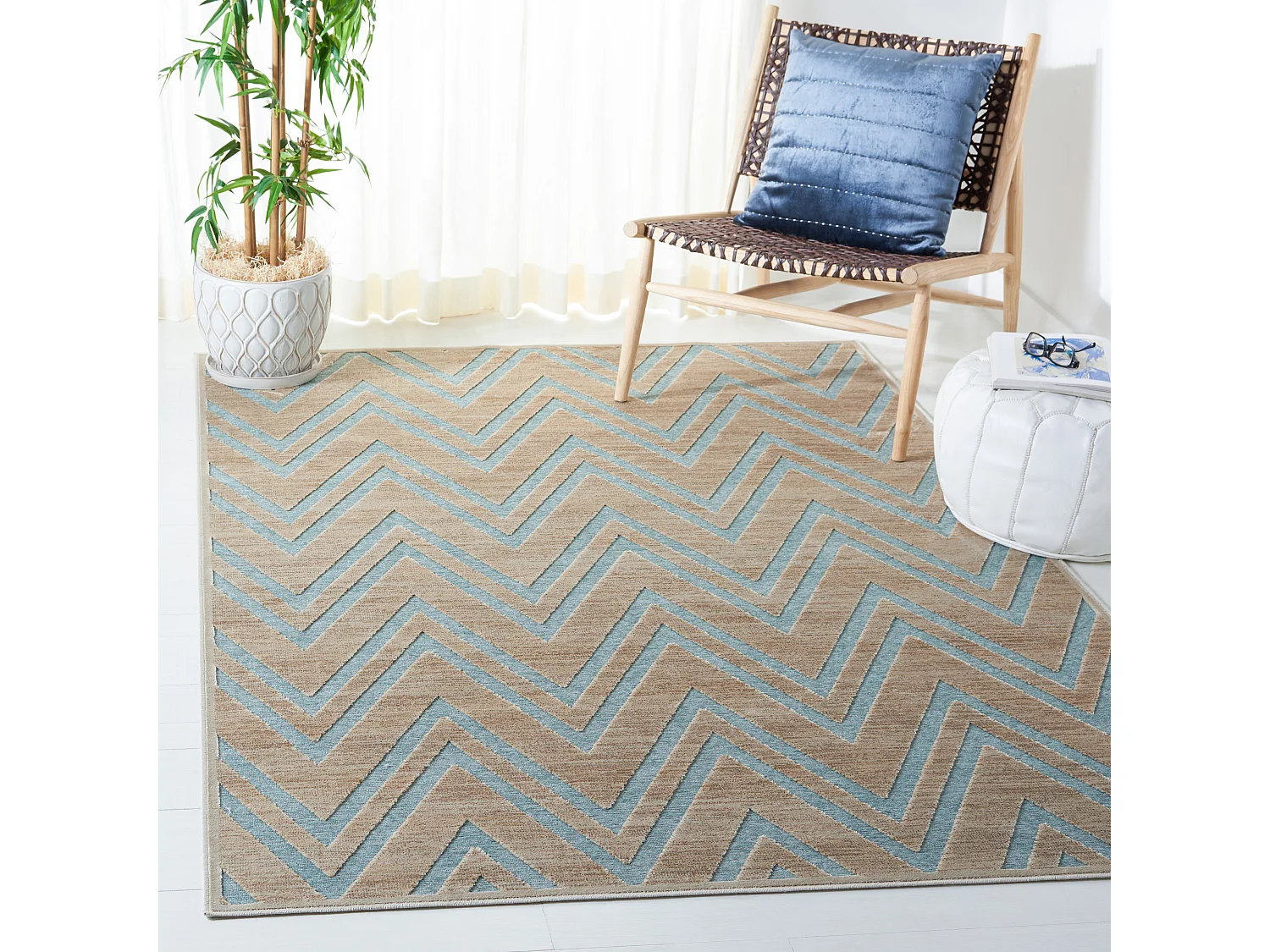 Tapis Neutre/Bleu 122 X 170 cm - Tobago