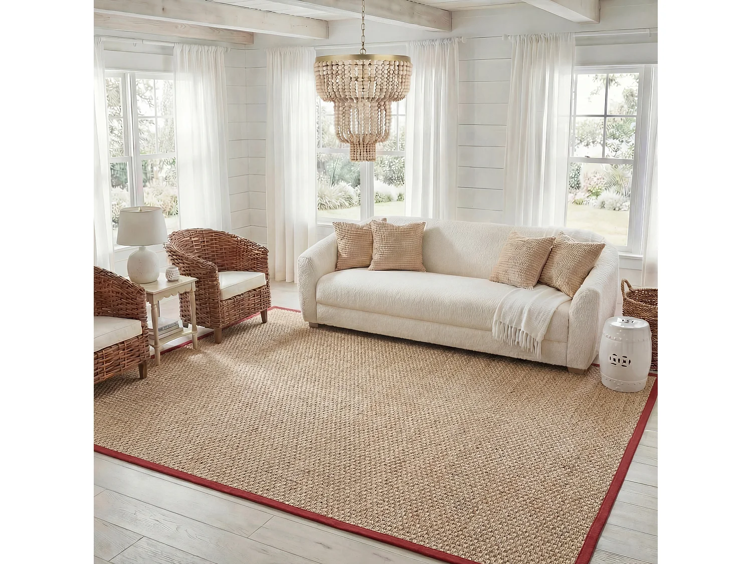 Tapis Beige/Rouge 91 X 152 cm - Roselyn