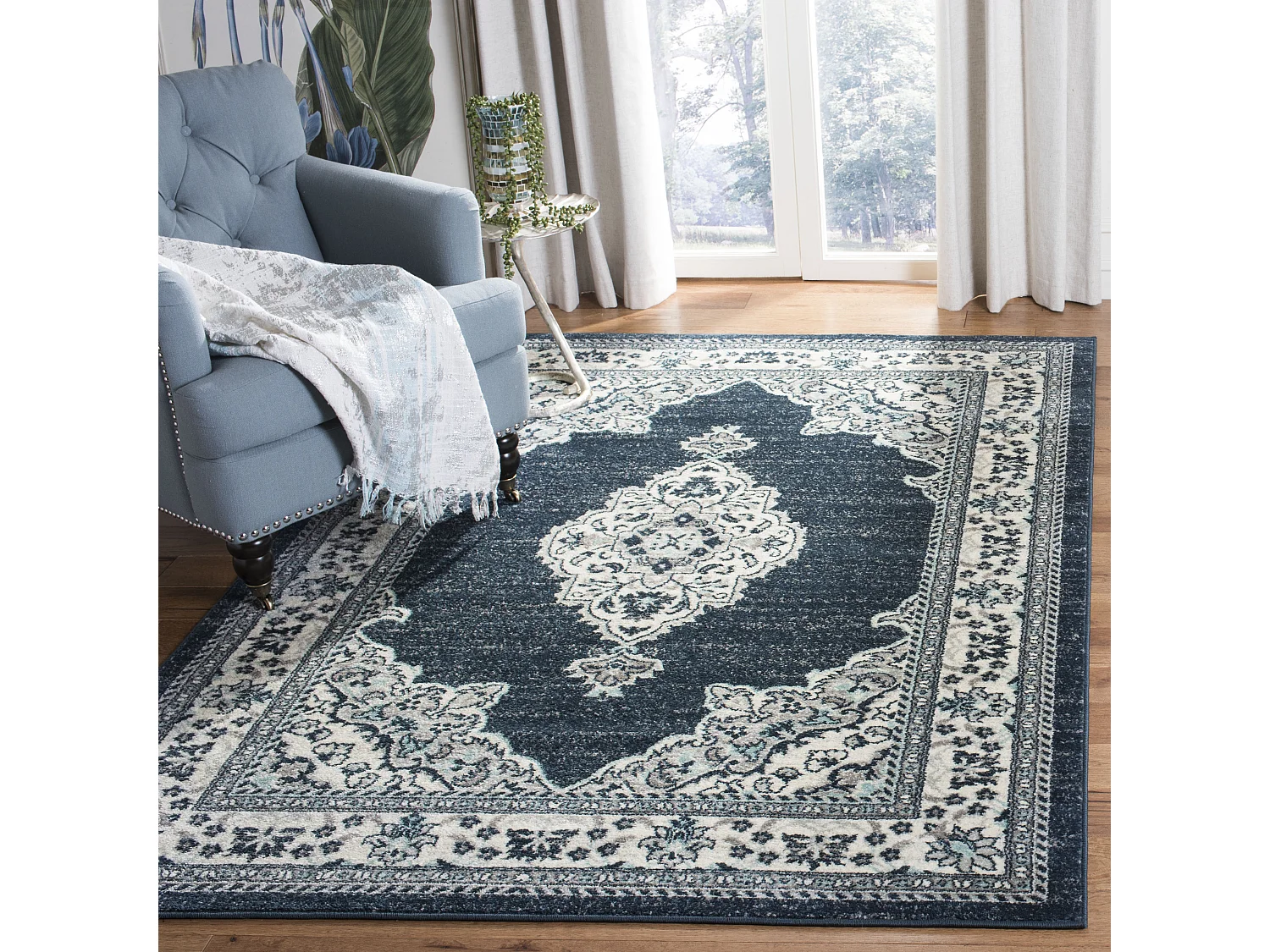 Tapis Neutre/Bleu 122 X 183 cm - Mallory