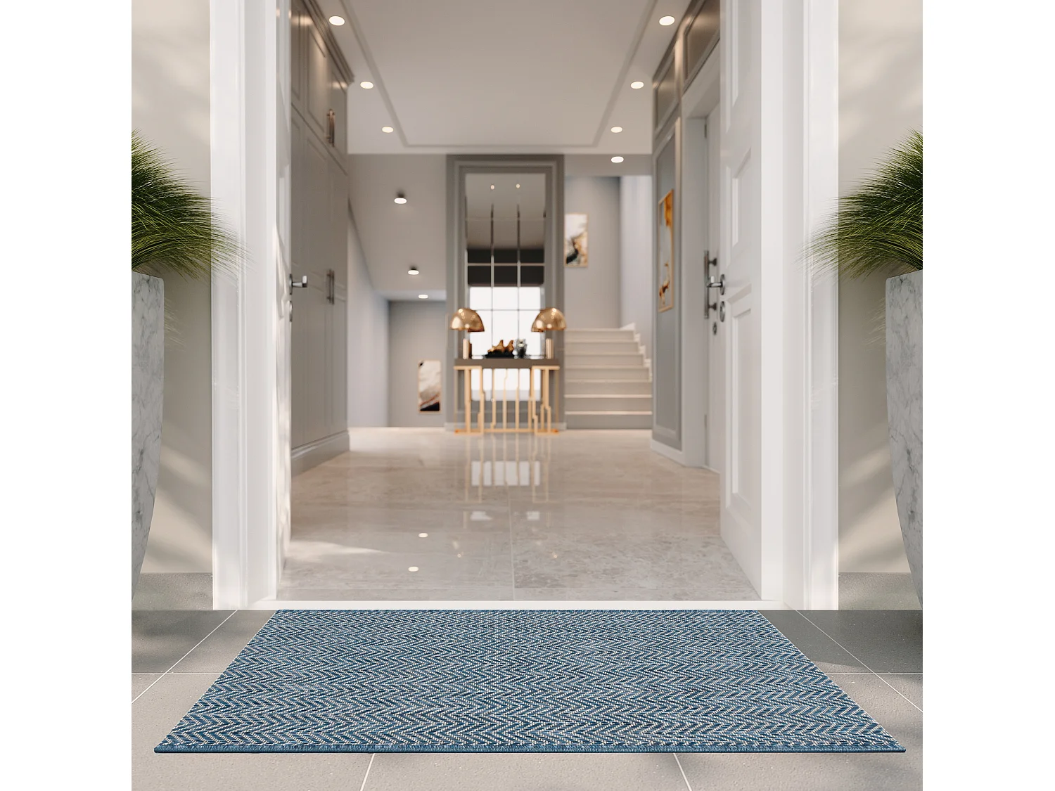 Tapis Bleu Marine/Gris 61 X 109 cm - Irina