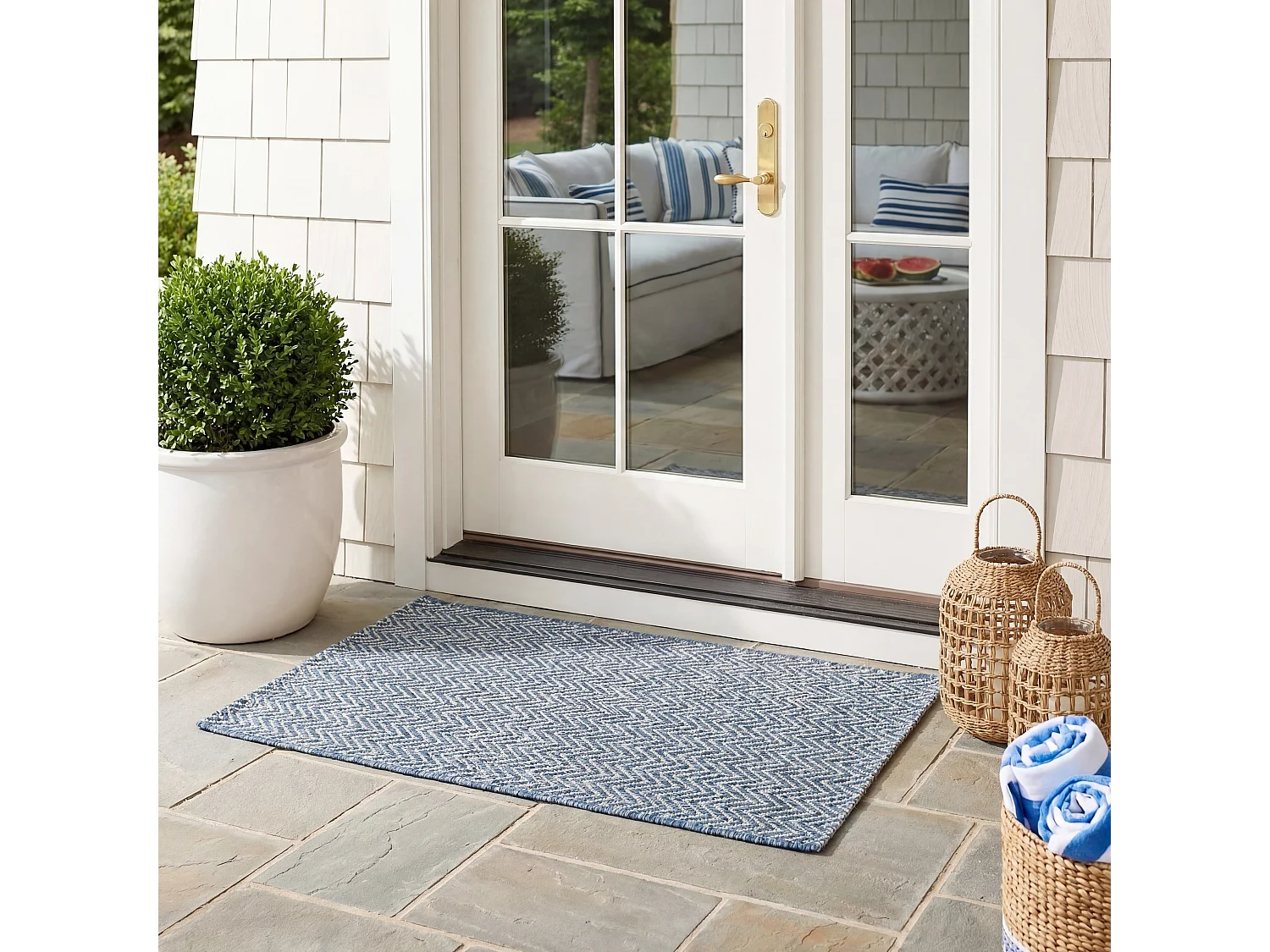 Tapis Bleu Marine/Gris 61 X 109 cm - Irina