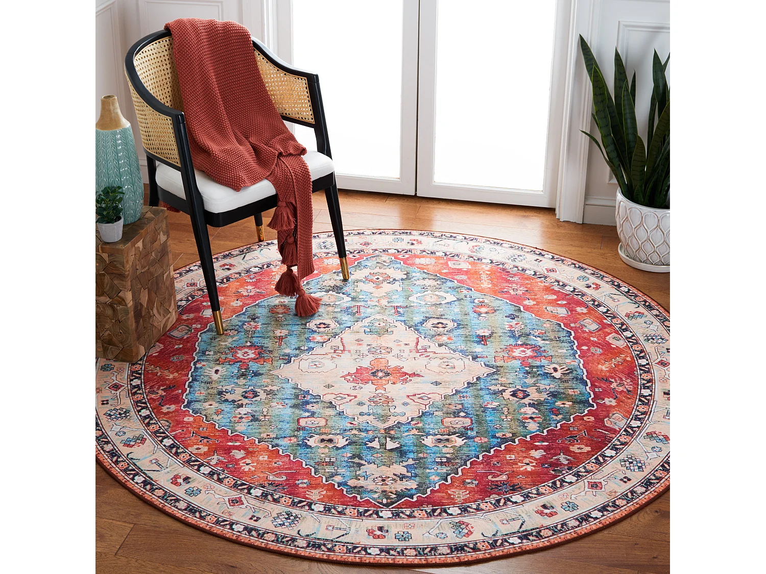Tapis Beige/Bleu 152 X 152 cm - Fauna