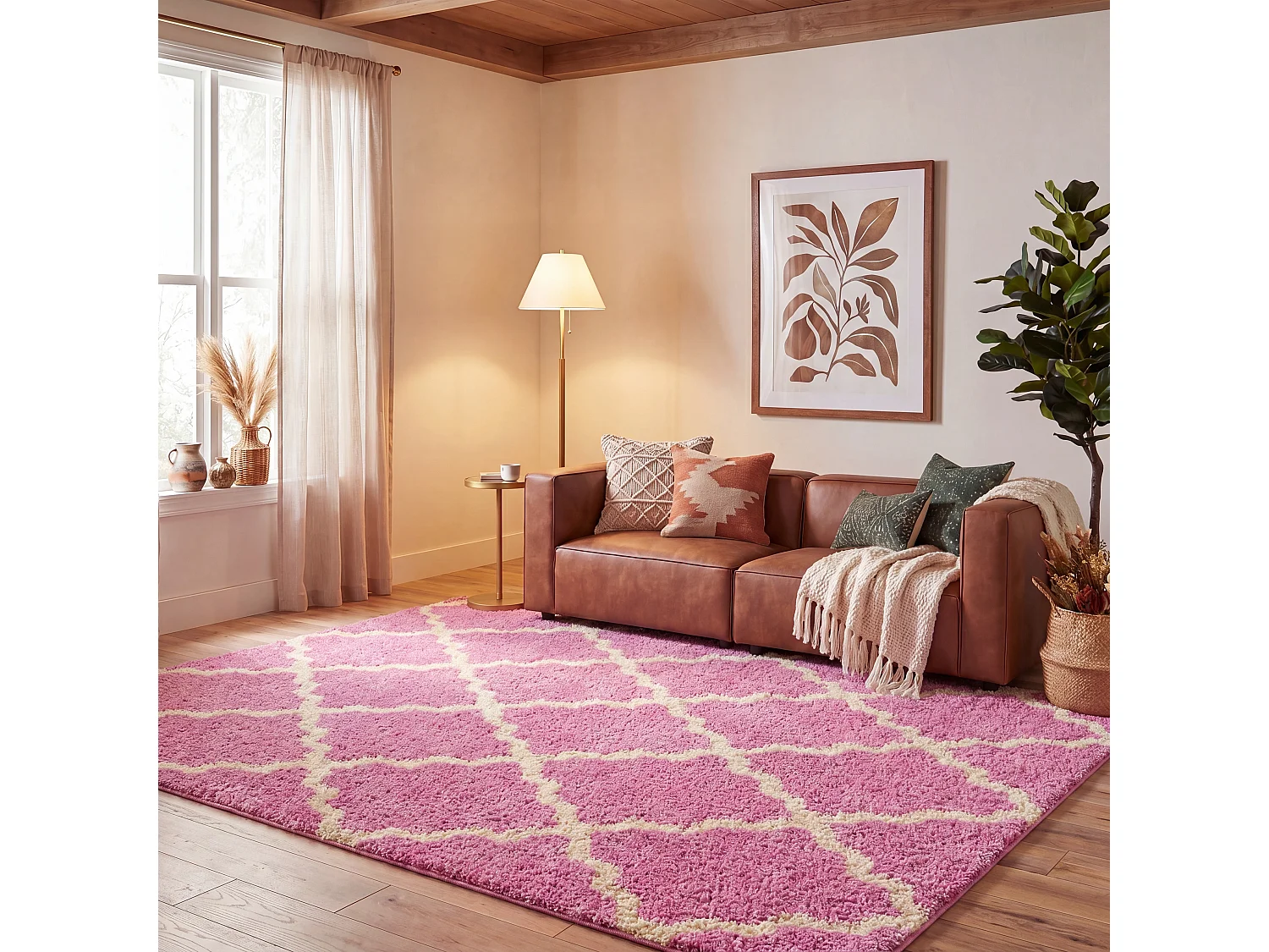 Tapis Rose/Neutre 91 X 152 cm - Aldo