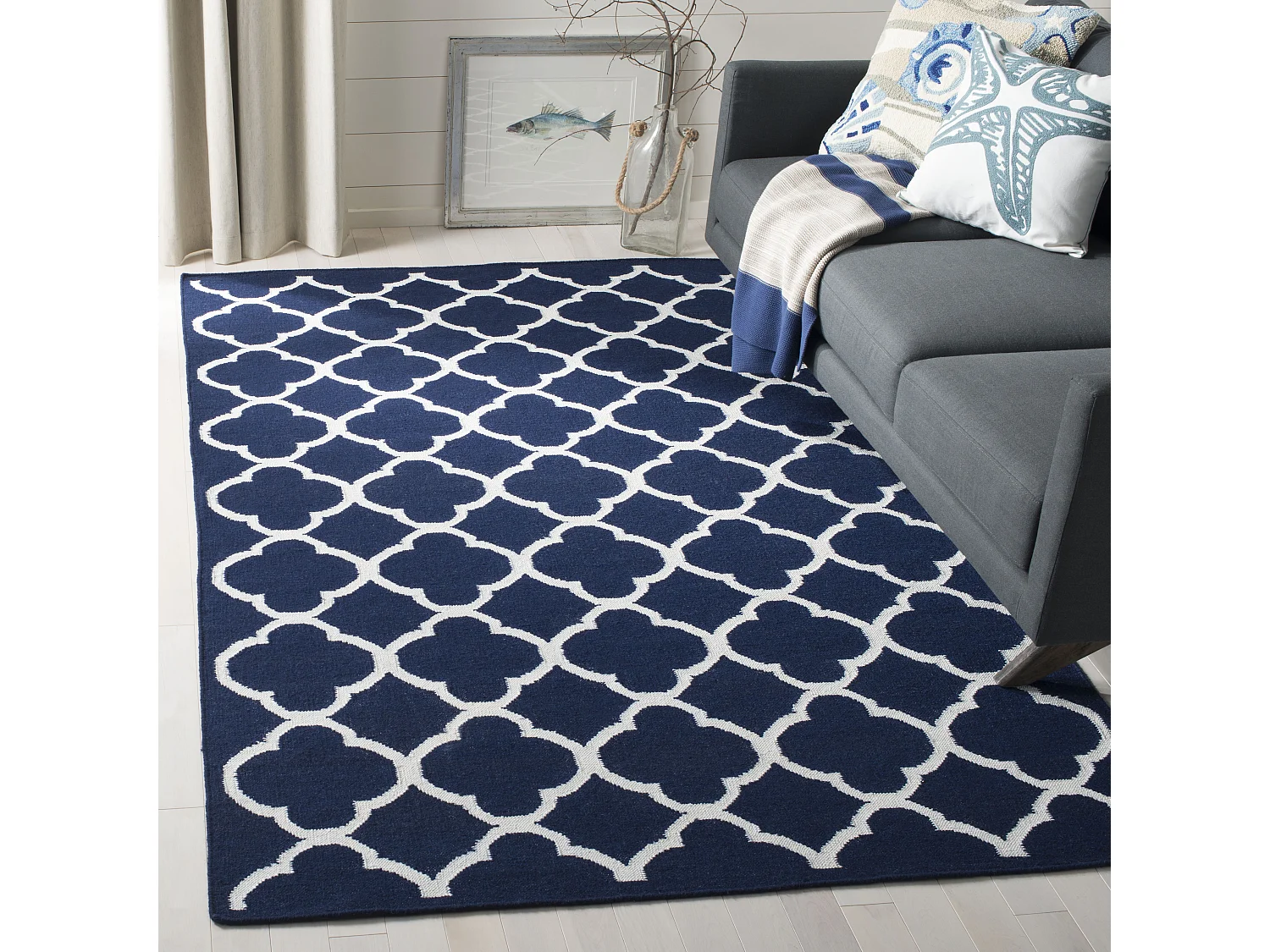 Tapis Bleu Marine/Neutre 122 X 183 cm - Tahla