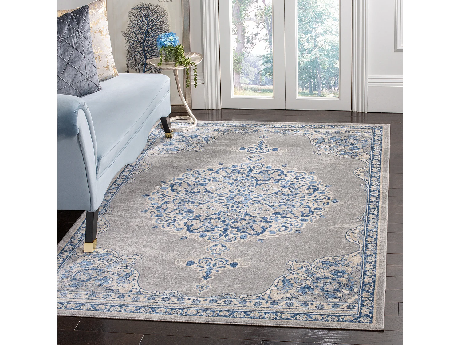 Tapis Gris/Bleu 122 X 183 cm - Janie