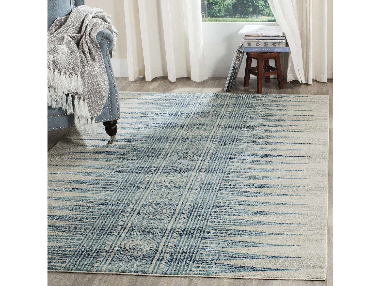 Tapis Neutre/Bleu 122 X 183 cm - Gianna