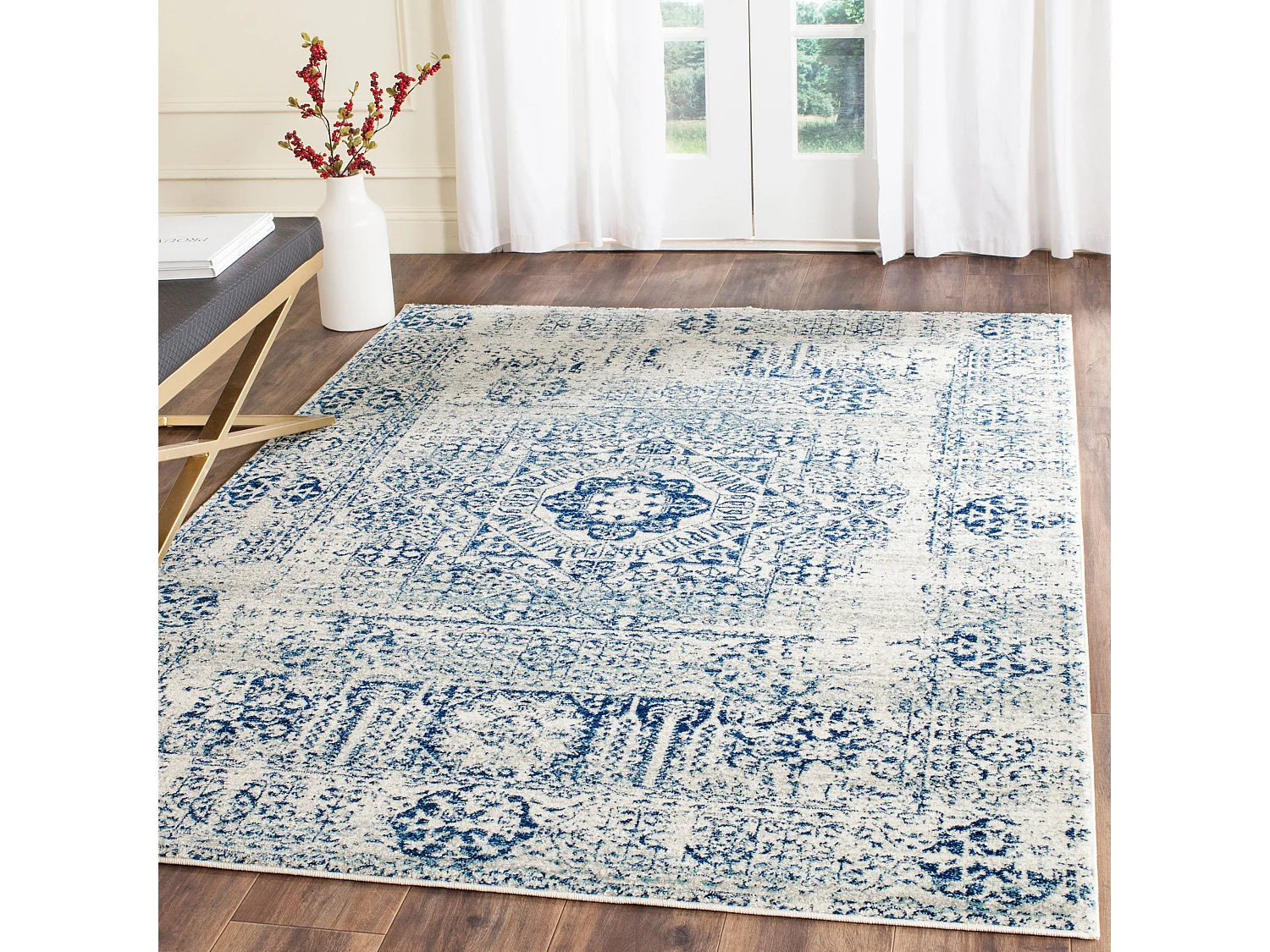 Tapis Neutre/Bleu 122 X 183 cm - Carine