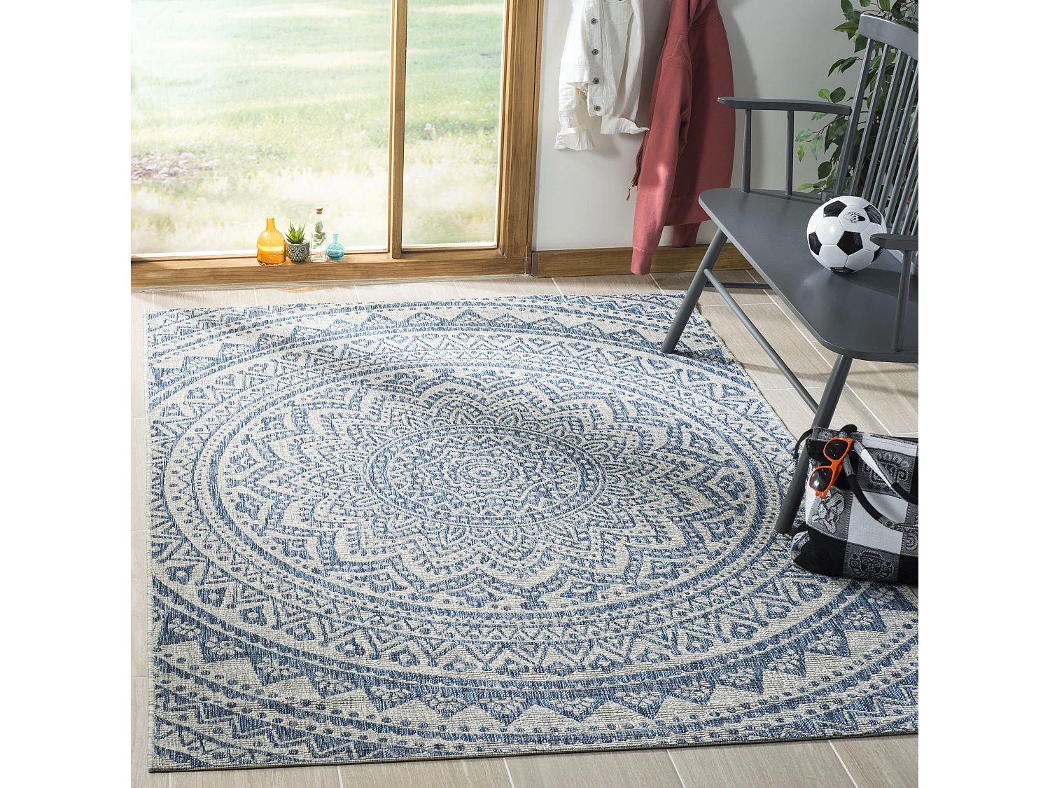 Tapis Gris/Bleu 122 X 170 cm - Kalene