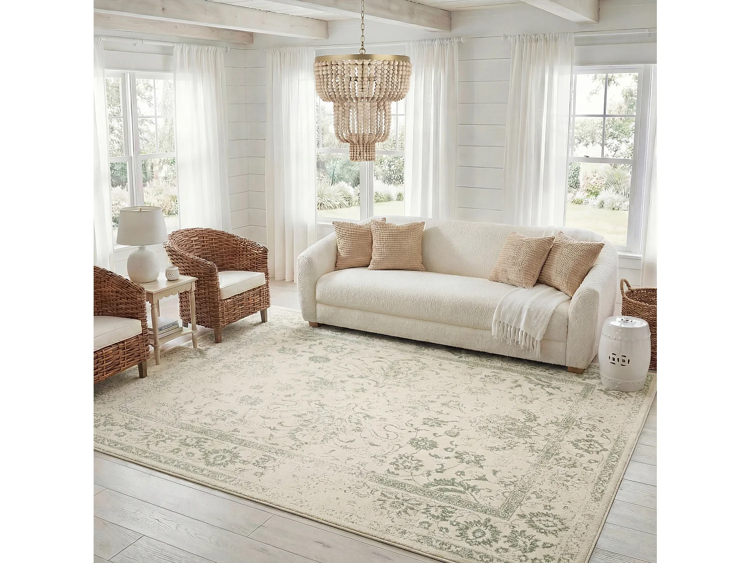 Tapis Neutre/Vert 274 X 366 cm - Lucinda