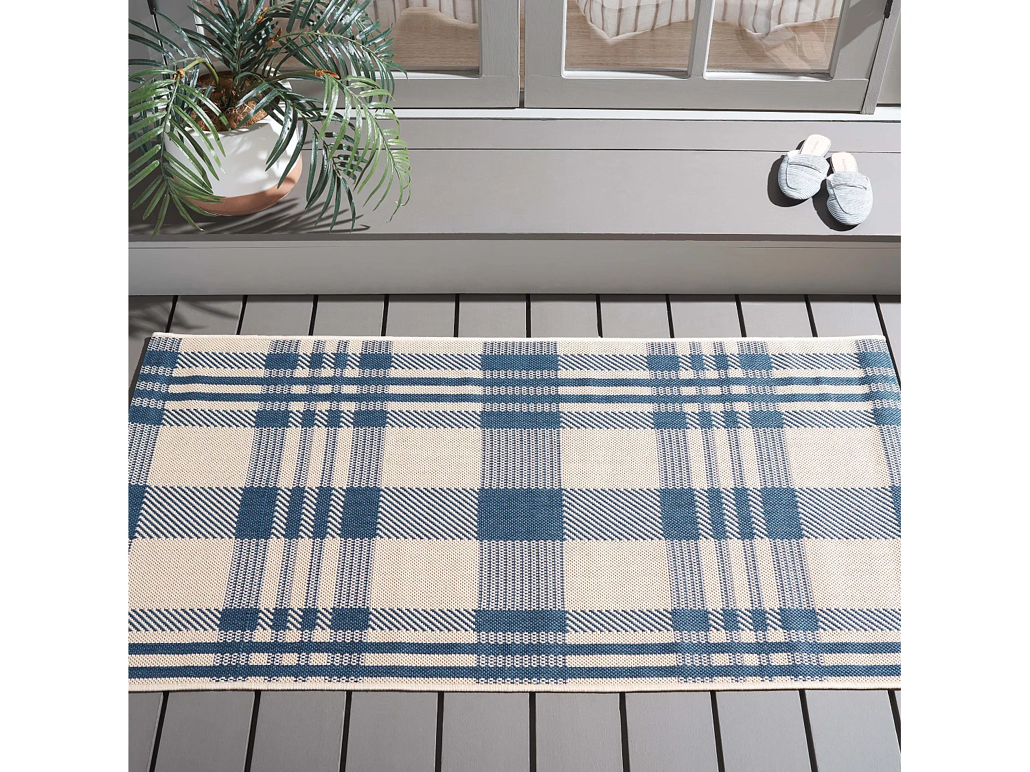 Tapis Neutre/Bleu 122 X 170 cm - Mendez