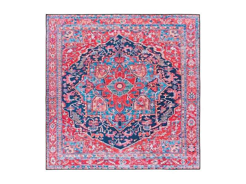 Tapis Bleu Marine/Rouge 183 X 183 cm - Isabeau