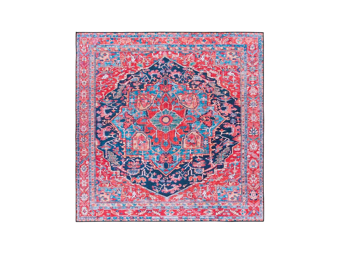 Tapis Bleu Marine/Rouge 183 X 183 cm - Isabeau