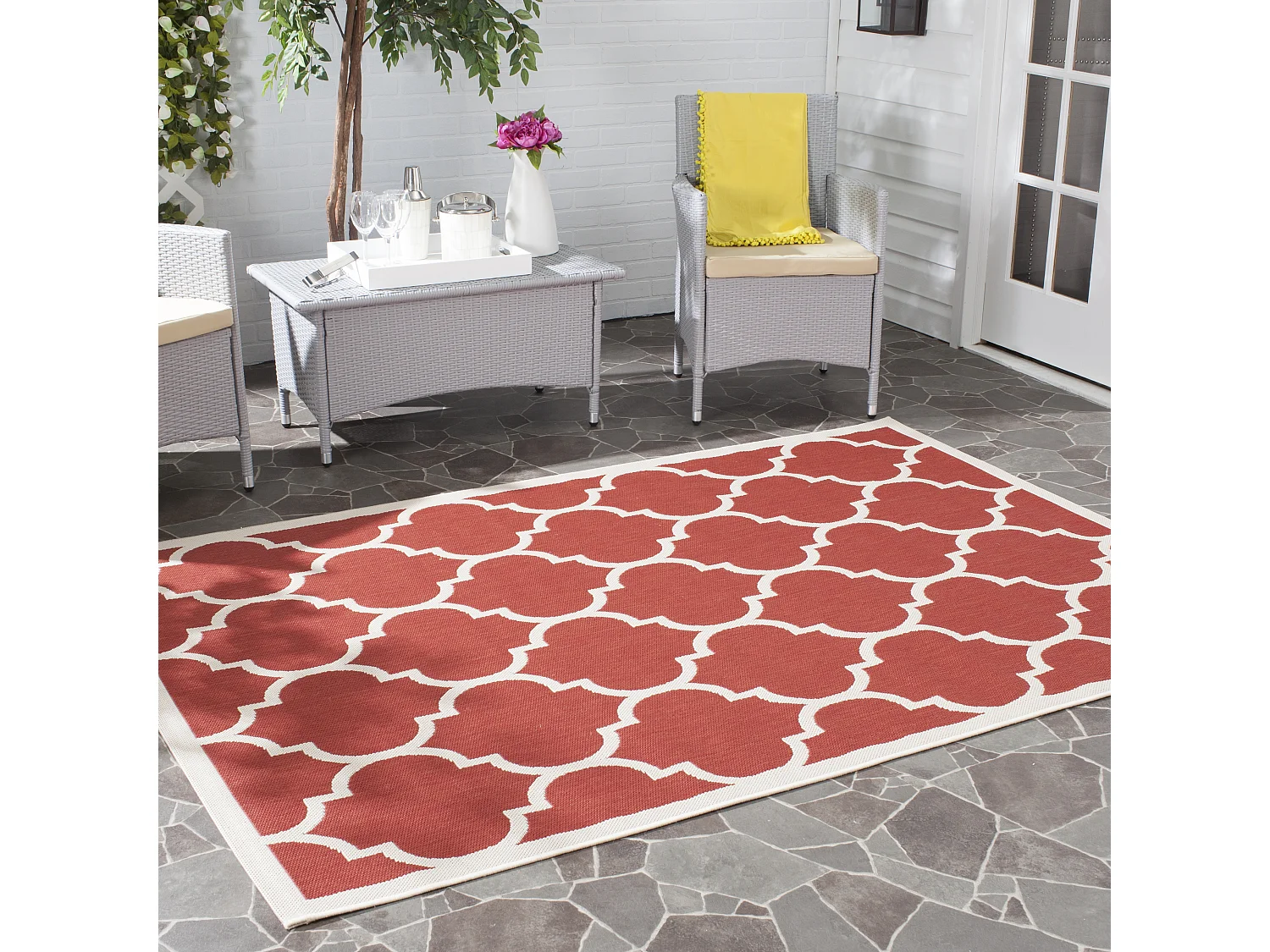 Tapis Rouge/Neutre 122 X 170 cm - Arista