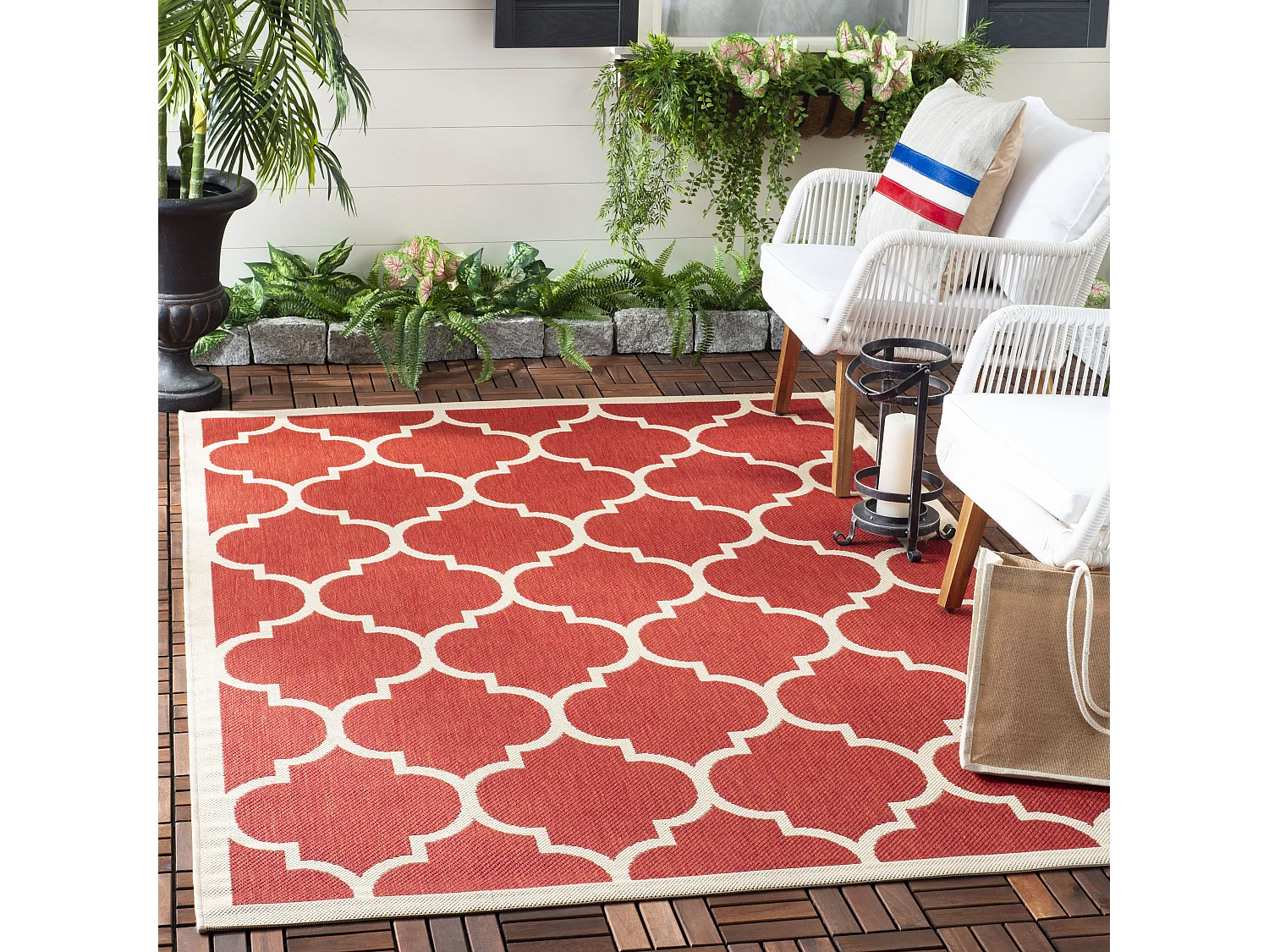 Tapis Rouge/Neutre 122 X 170 cm - Arista