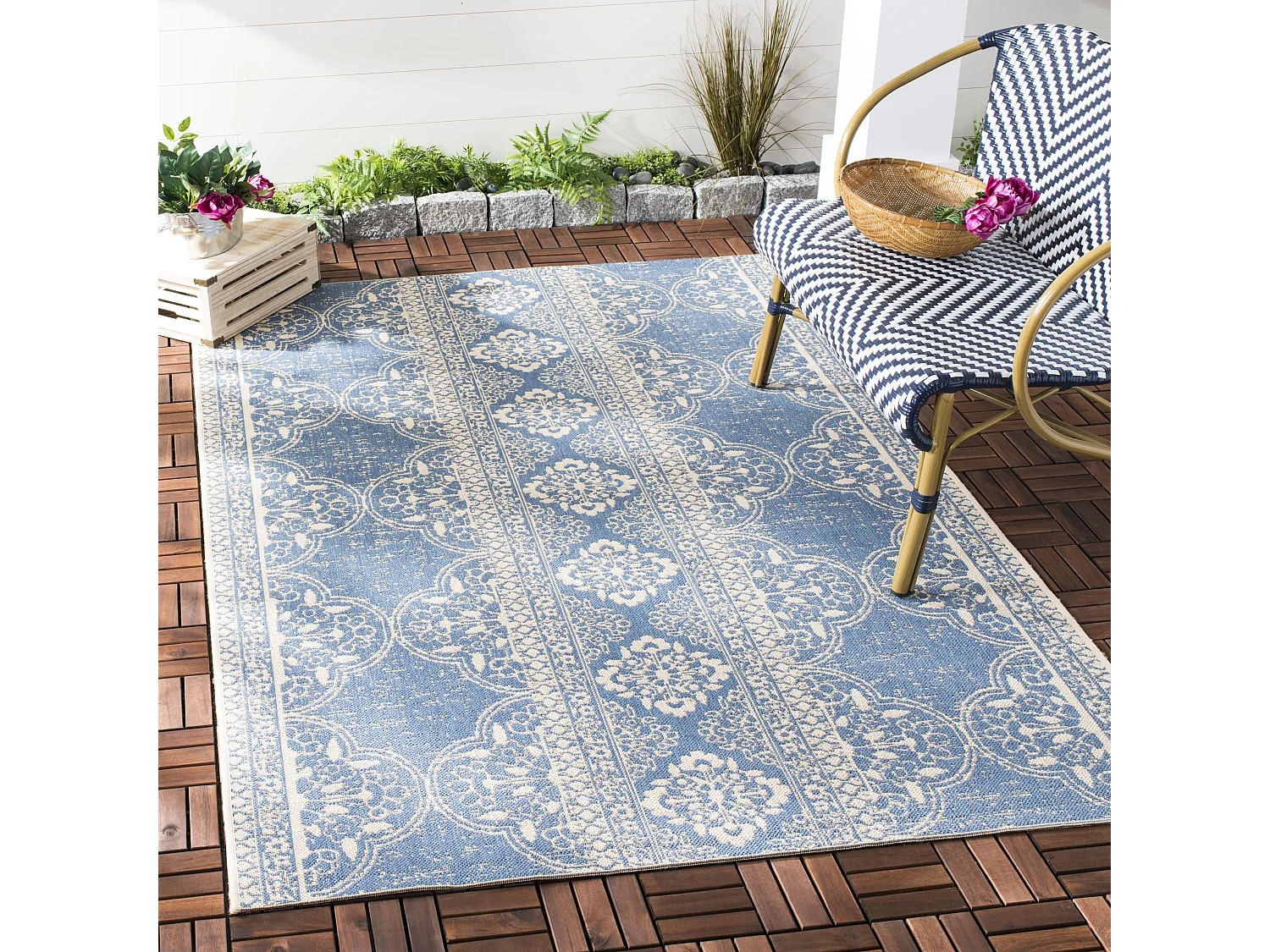 Tapis Neutre/Bleu 122 X 183 cm - Borano