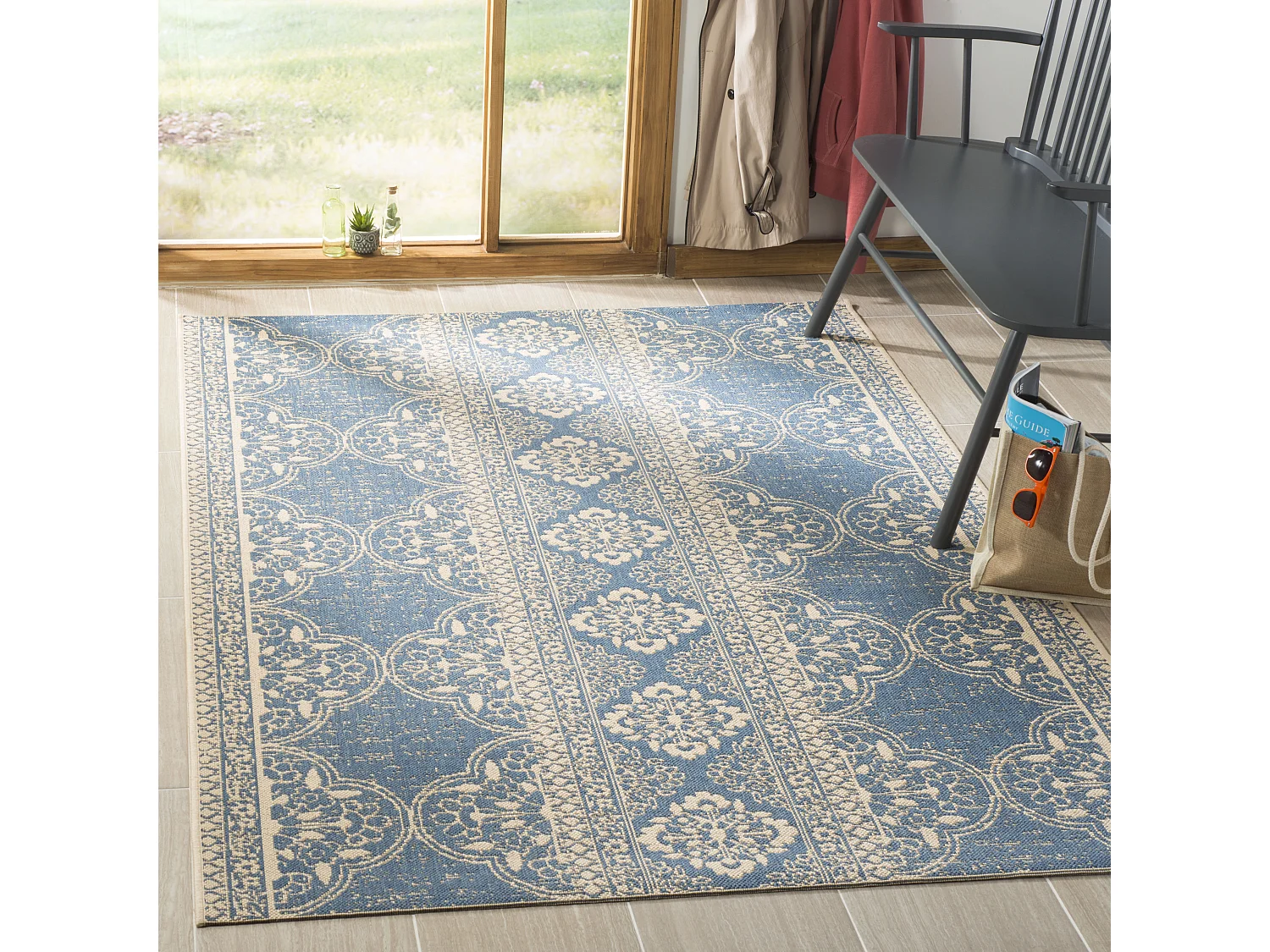 Tapis Neutre/Bleu 122 X 183 cm - Borano