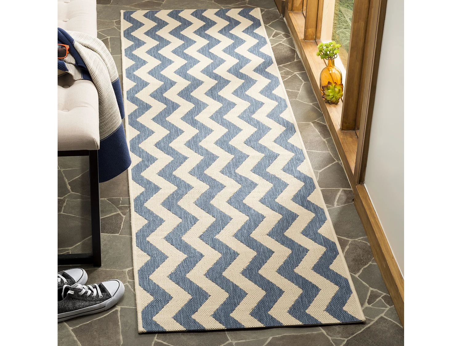 Tapis Bleu/Neutre 69 X 244 cm - Amalfi