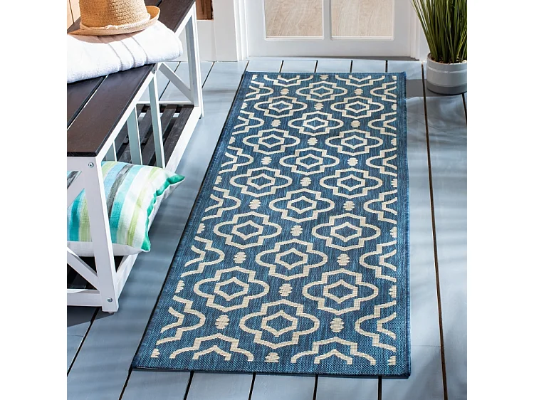 Tapis Bleu Marine/Neutre 79 X 152 cm - Mykonos