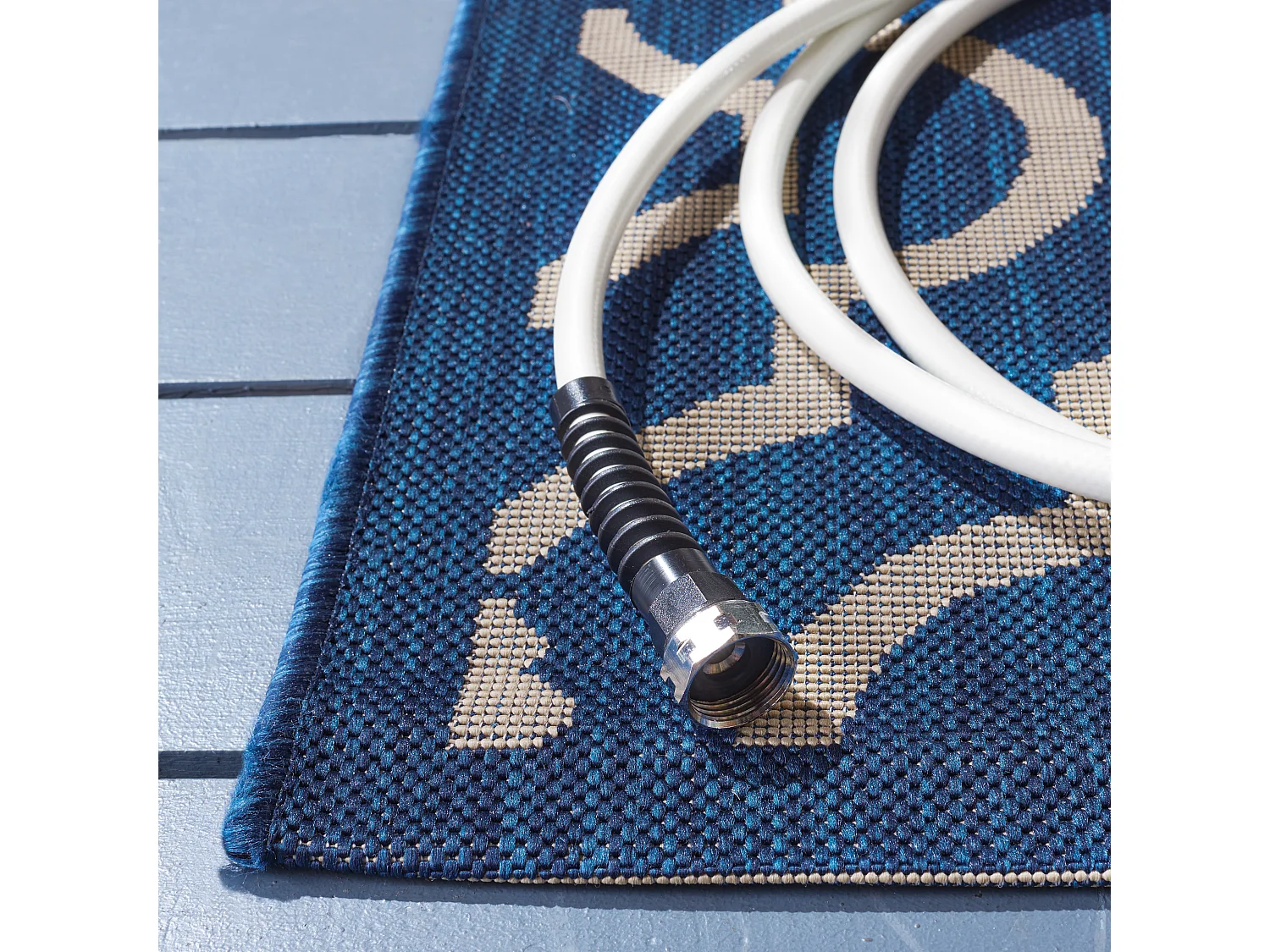 Tapis Bleu Marine/Neutre 79 X 152 cm - Mykonos