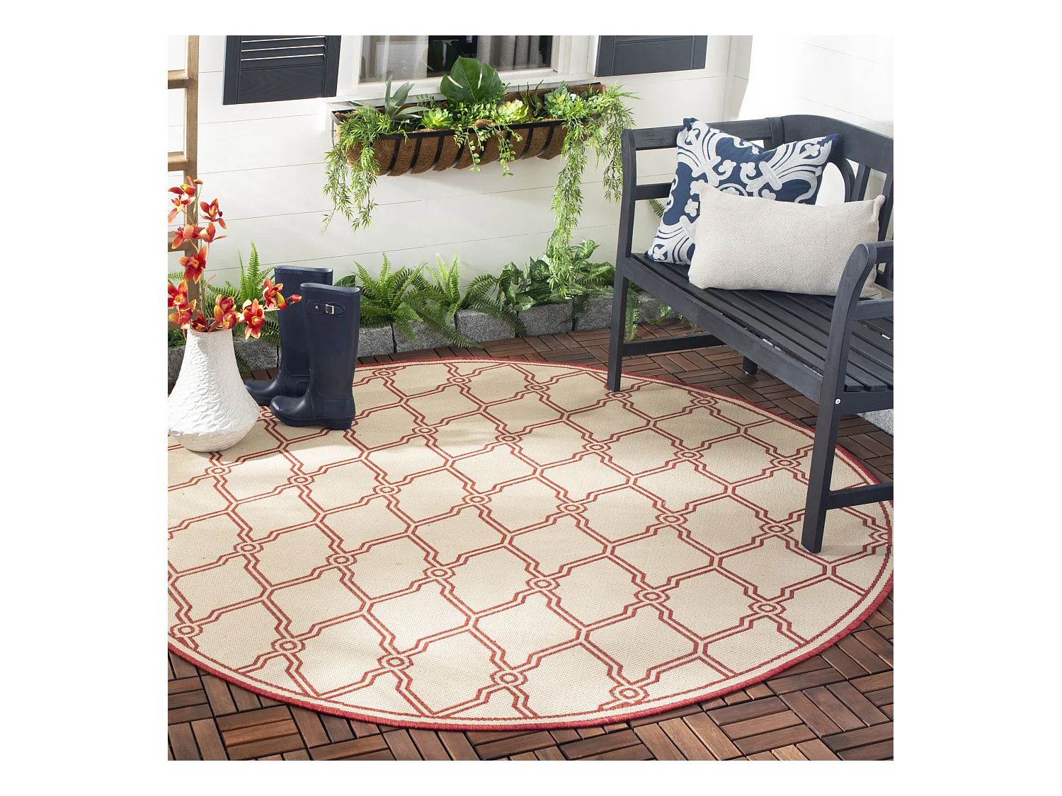 Tapis Rouge/Neutre 201 X 201 cm - Nerano