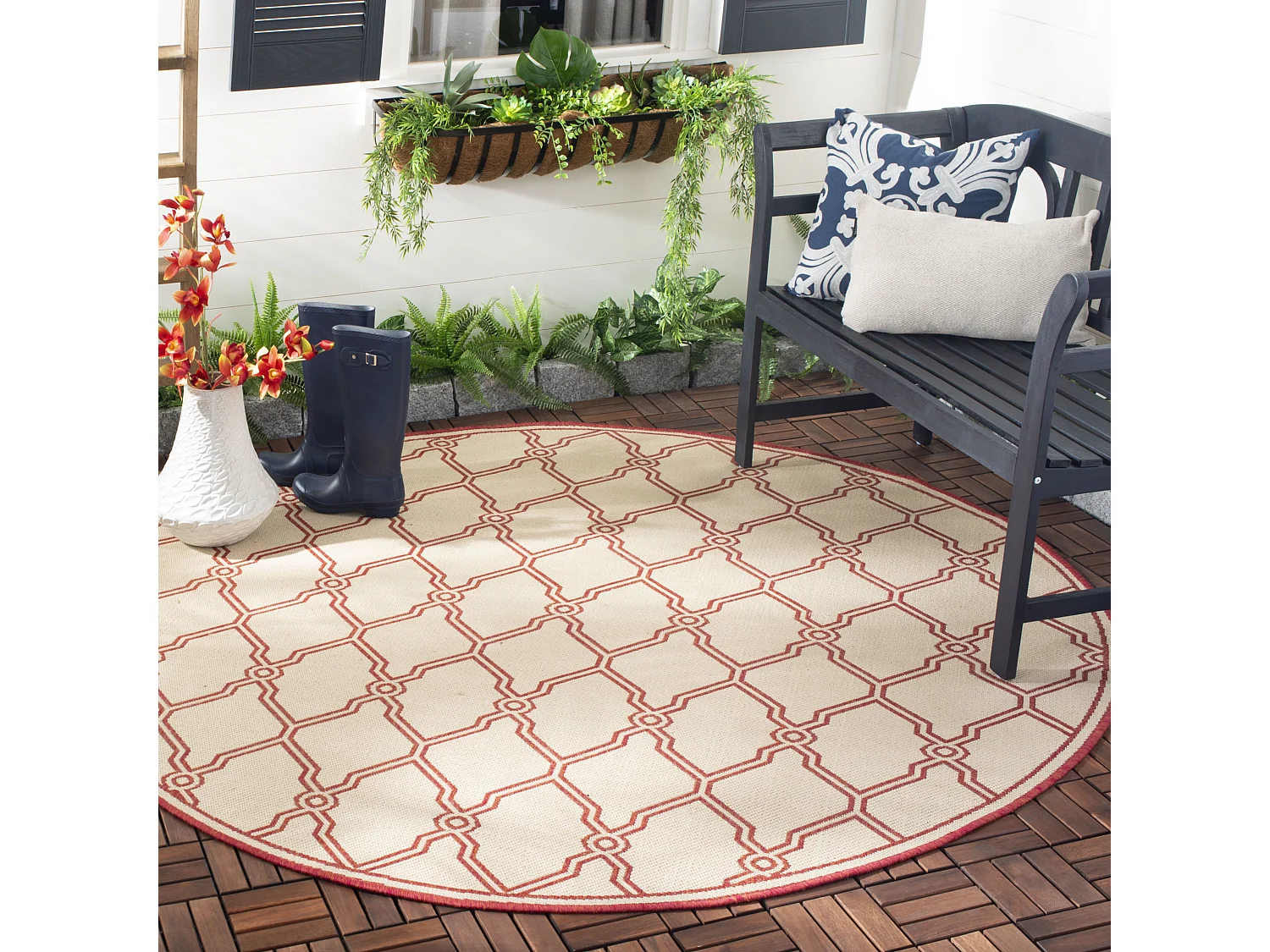 Tapis Rouge/Neutre 201 X 201 cm - Nerano