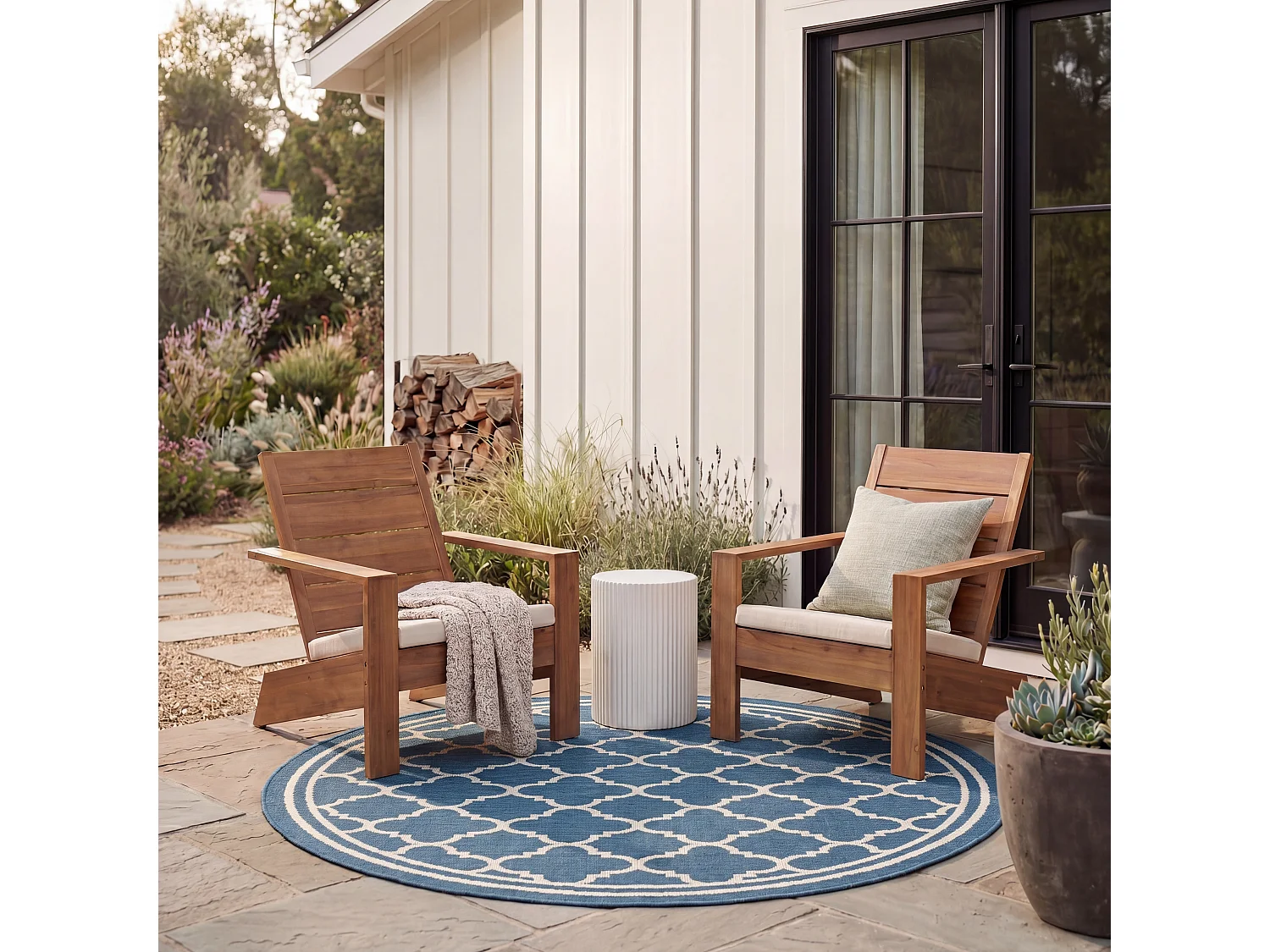 Tapis Bleu Marine/Neutre 160 X 160 cm - Bleeker