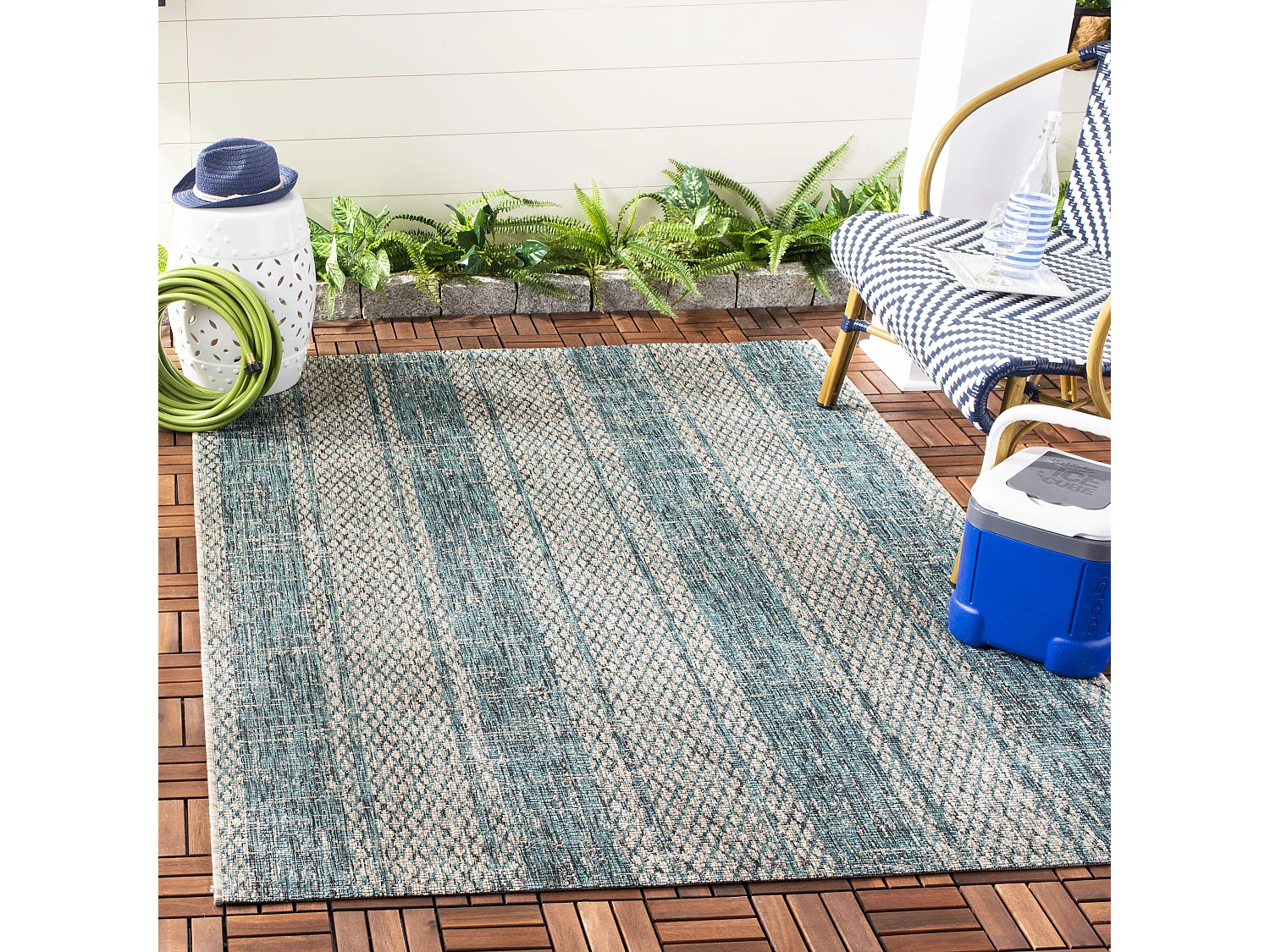 Tapis Gris/Bleu 122 X 170 cm - Rafal