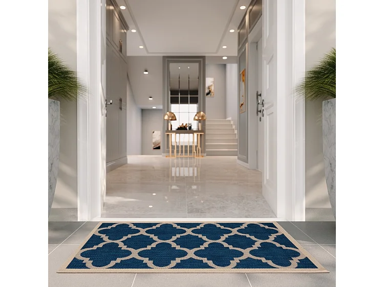 Tapis Bleu Marine/Neutre 79 X 152 cm - Jojo