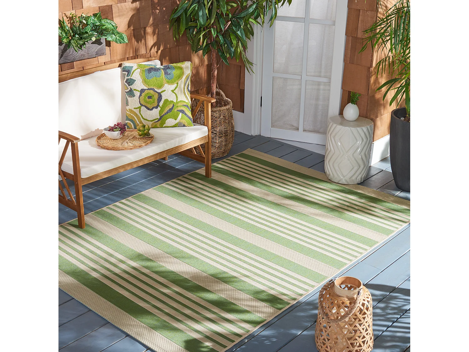 Tapis Vert/Neutre 61 X 109 cm - Gemma