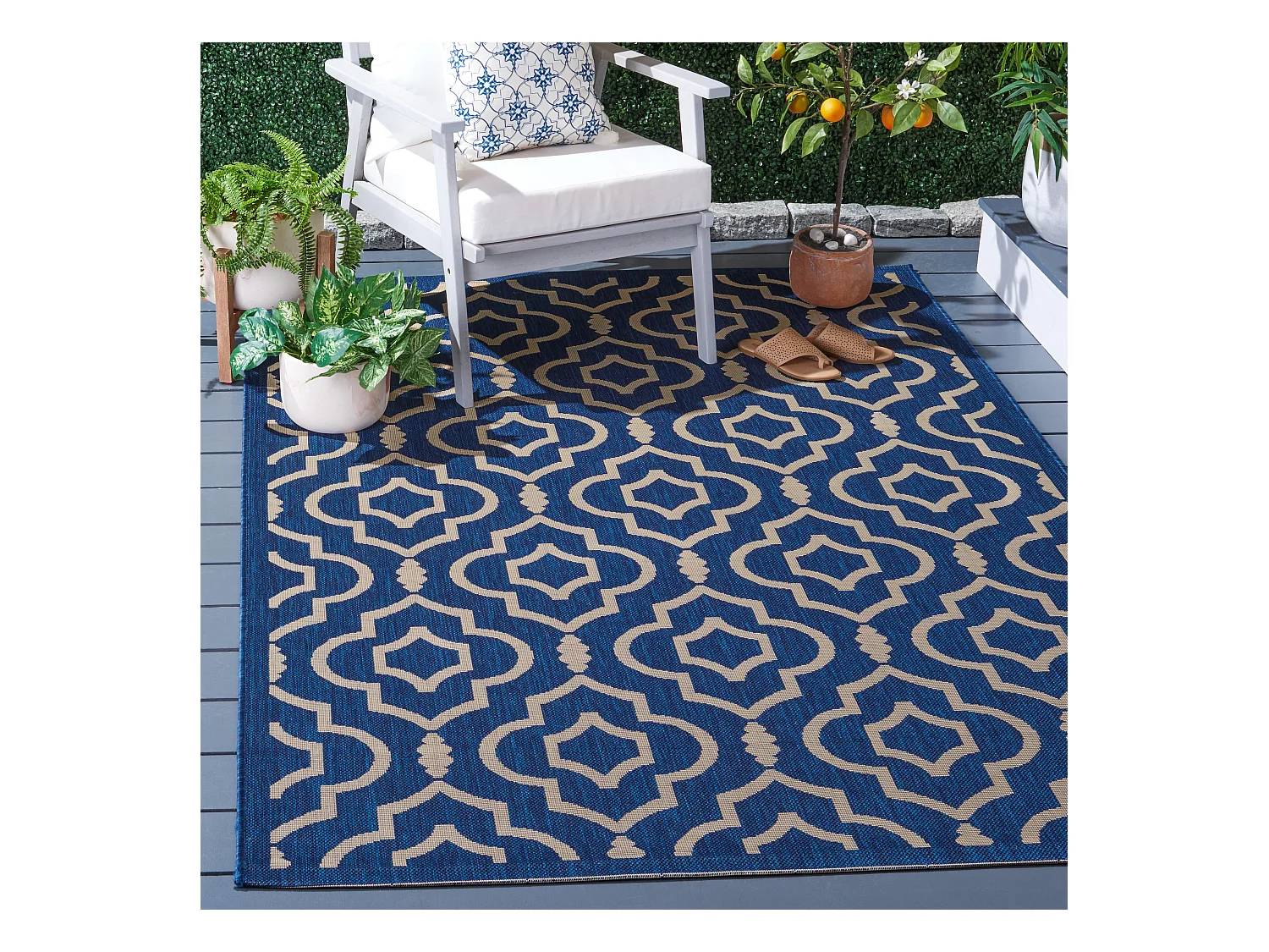 Tapis Bleu Marine/Neutre 122 X 170 cm - Mykonos