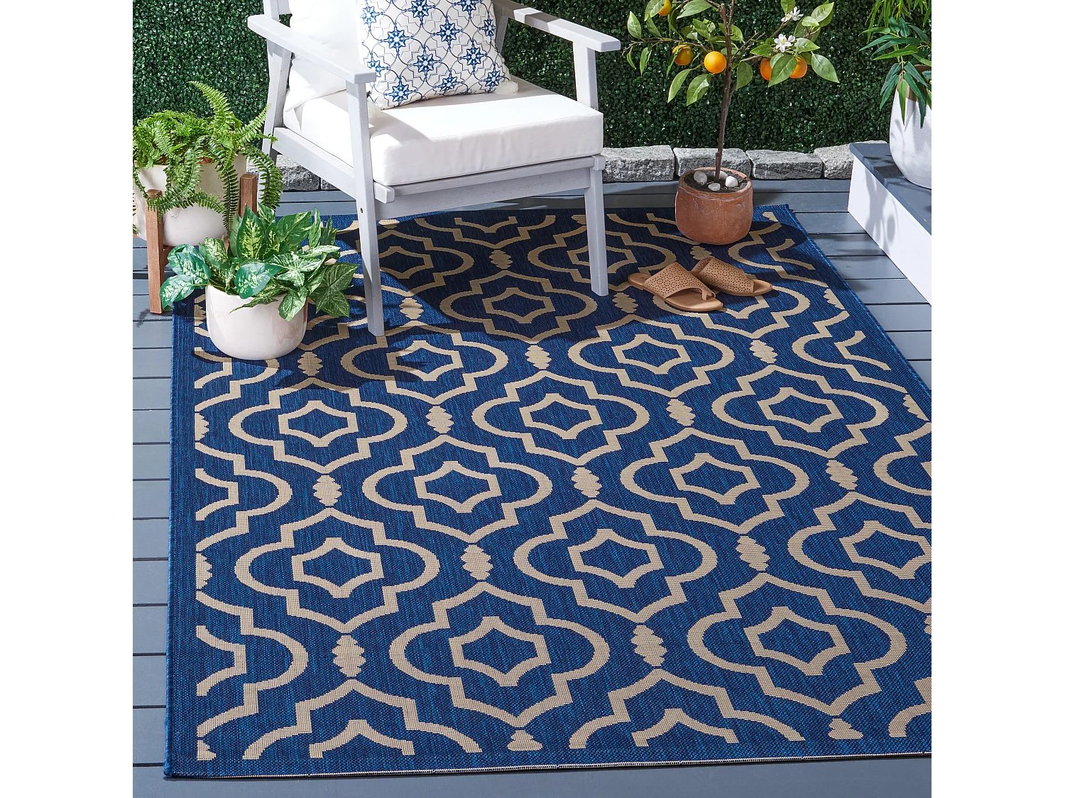 Tapis Bleu Marine/Neutre 122 X 170 cm - Mykonos