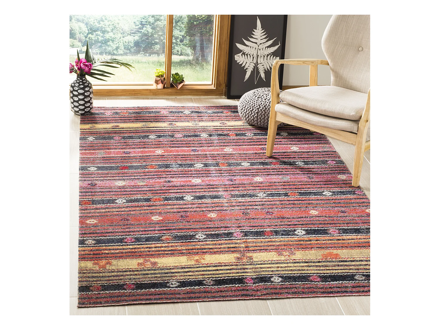 Tapis Marron/Multicolore 122 X 183 cm - Lemoine