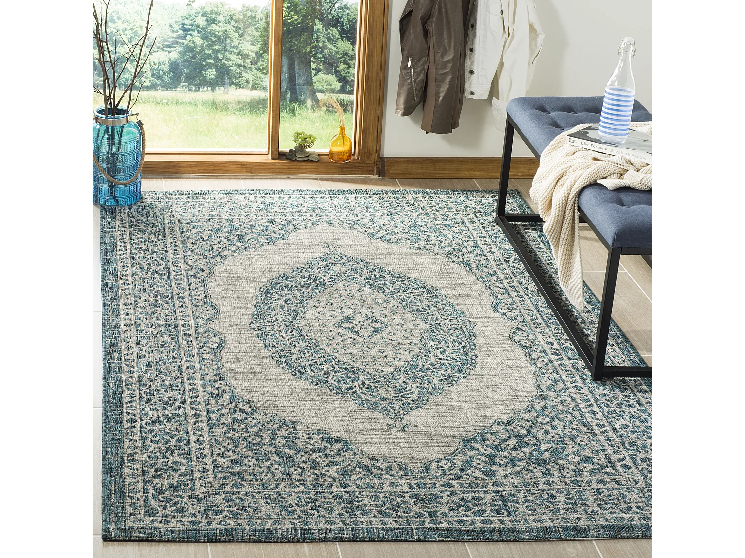 Tapis Gris/Bleu 122 X 170 cm - Amira