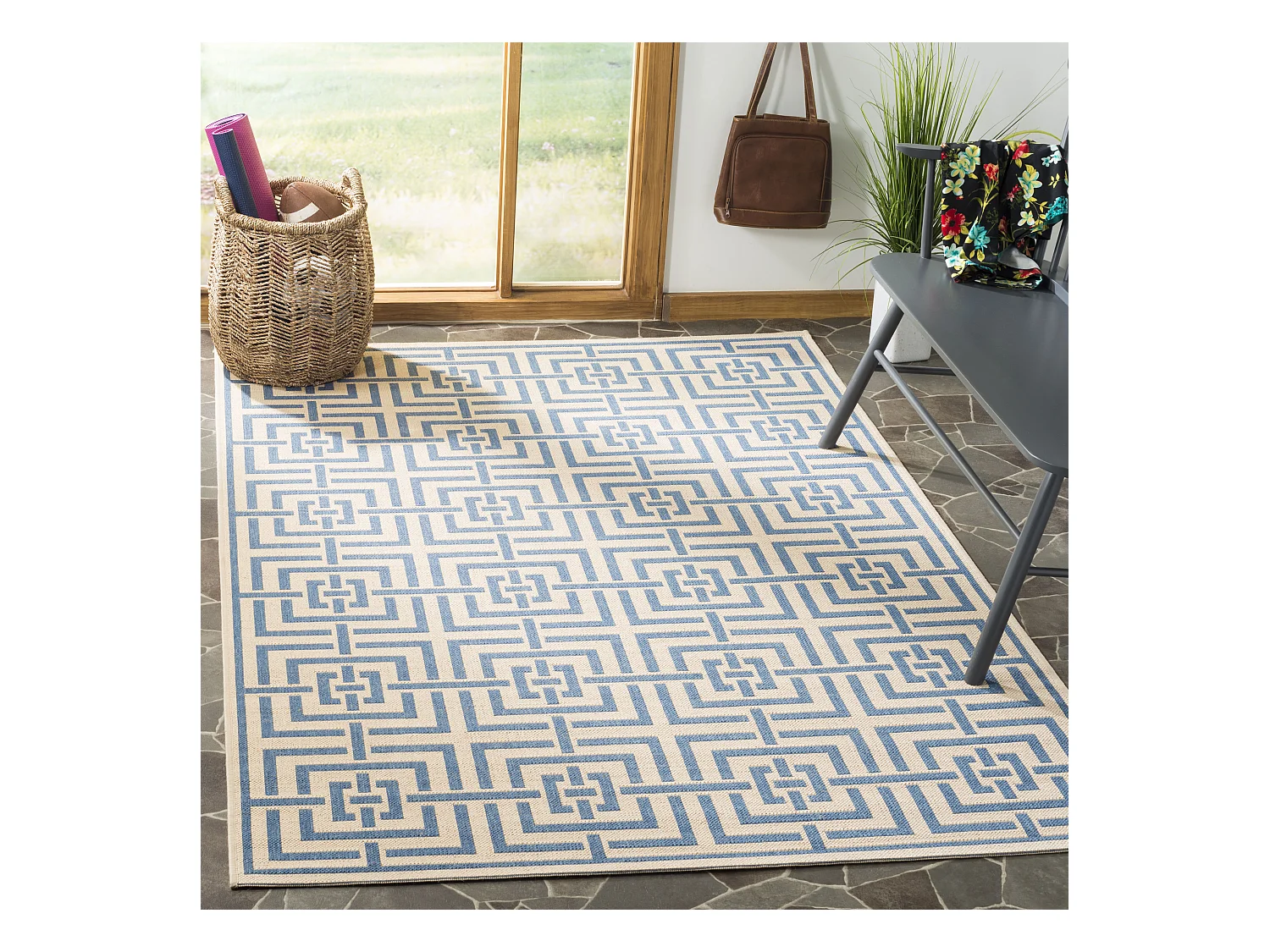 Tapis Neutre/Bleu 79 X 152 cm - Lipari